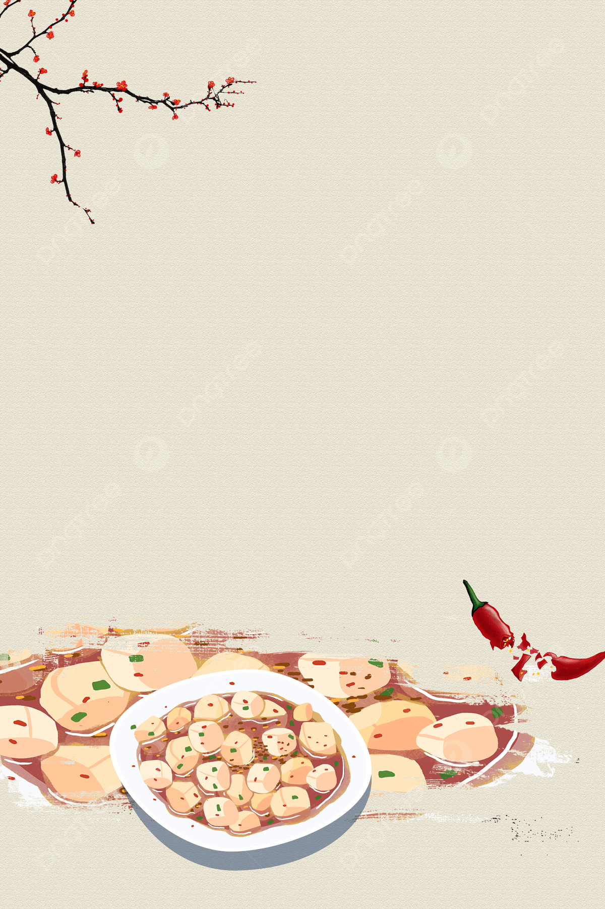 1200x1803 Chinese Style Traditional Food Mapo Tofu Poster Background Material Wallpaper Image For Free Download