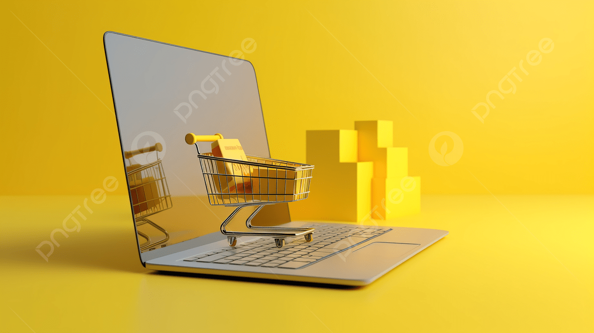 1200x673 Online Marketing Website Concept Illustrated Through 3D Rendering On Yellow Computer Background, Web Development, Web Programming, Software Development Background Image And Wallpaper for Free Download