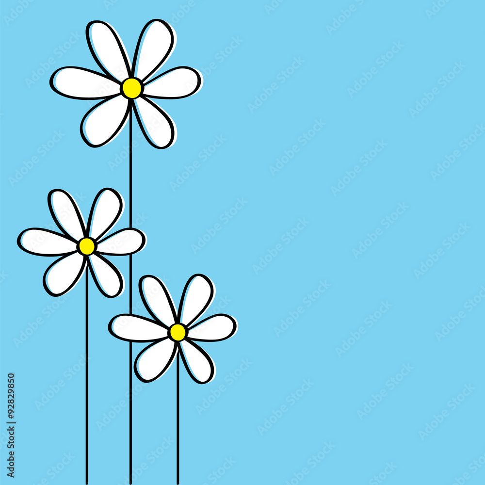 1000x1000 flowers background with blue color suitable for wallpaper, greeting card, and cute presentation background Stock Vector