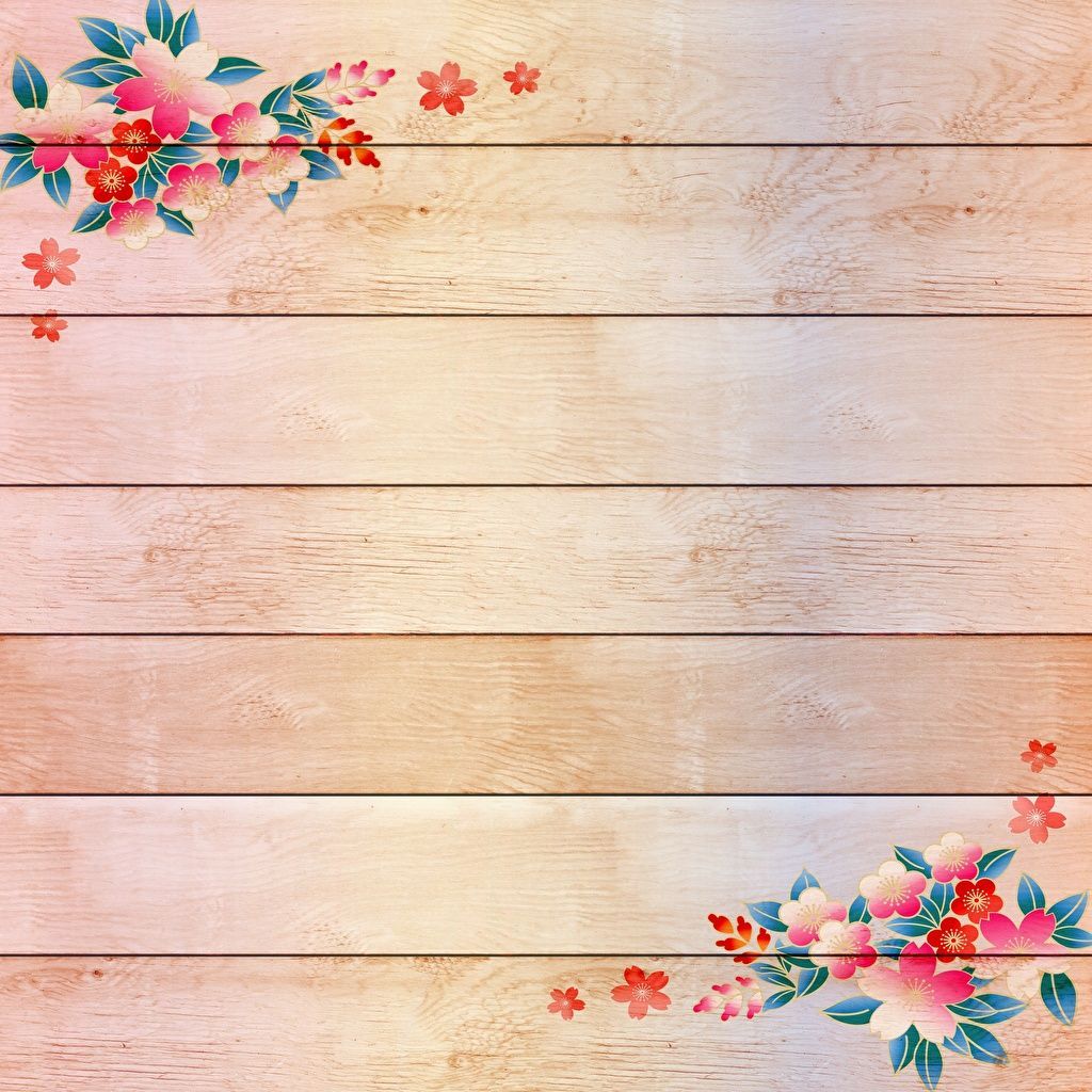 1024x1024 Wallpaper Flowers Template greeting card Painting Art Wood planks