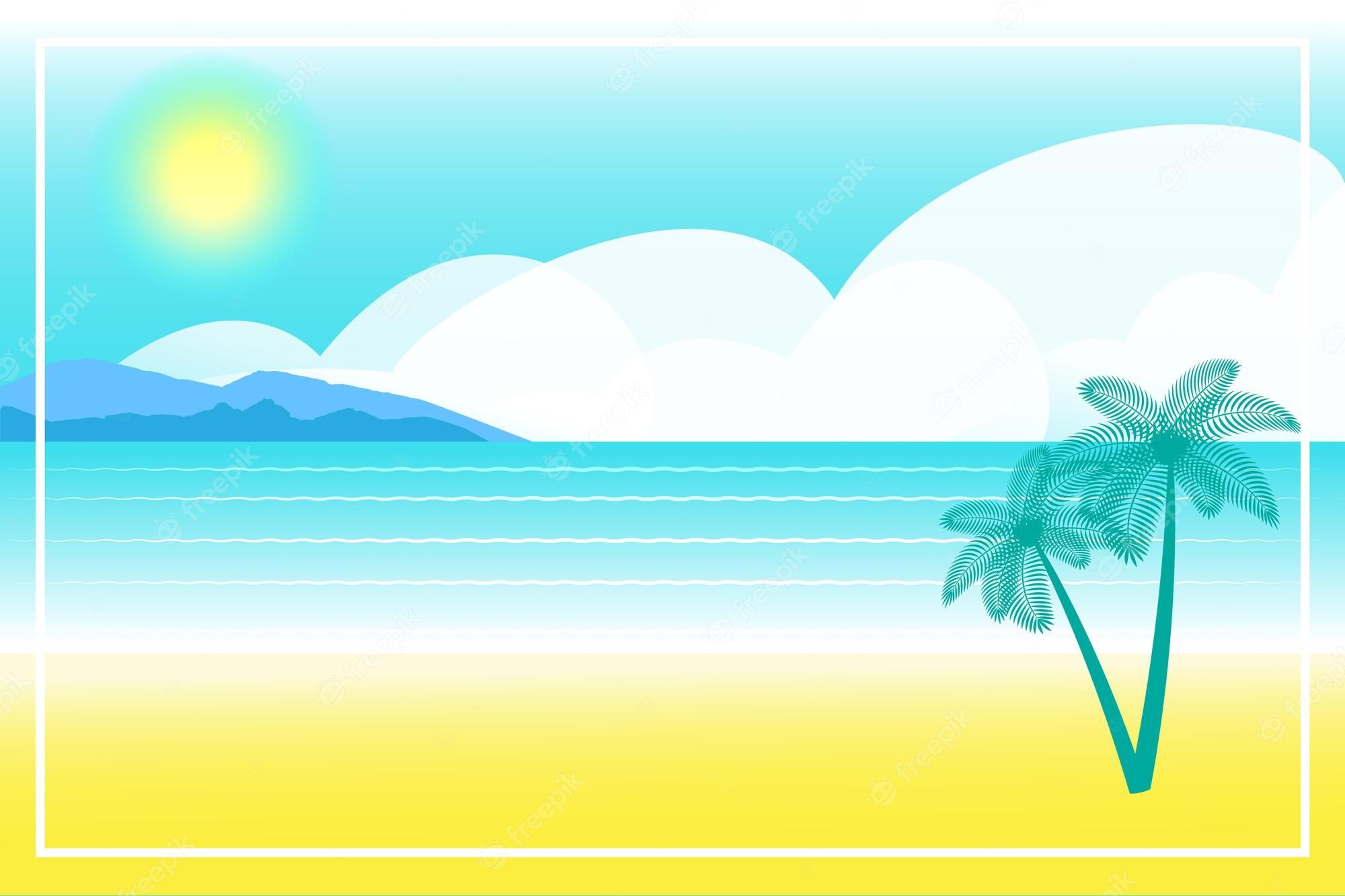 2000x1333 Premium Vector. Summer banner or background with space for text. greeting card, poster and advertising, wallpaper. summer landscape, vacation, weekend, holiday concept. happy shiny day