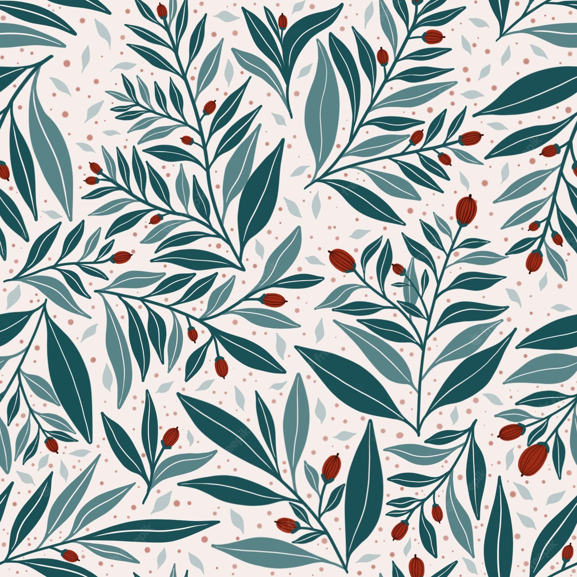 2000x2000 Premium Vector. Cute seamless pattern flower leave vintage style for background wallpaper textile greeting card