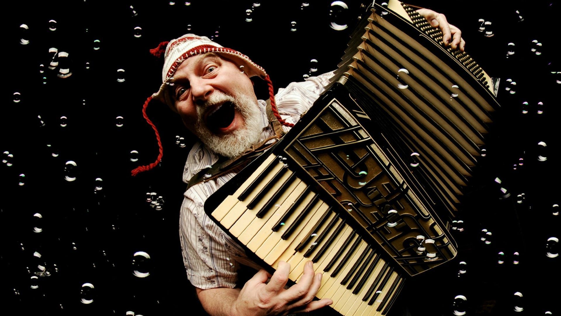 1920x1080 Wallpaper Old man play accordion, music, bubbles 1920x1200 HD Picture, Image