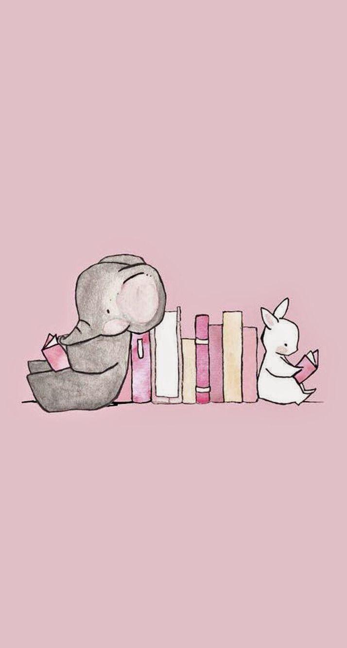 714x1334 Слоник и зайчик читают книжки. Идеи рисунков для скетчбука :3