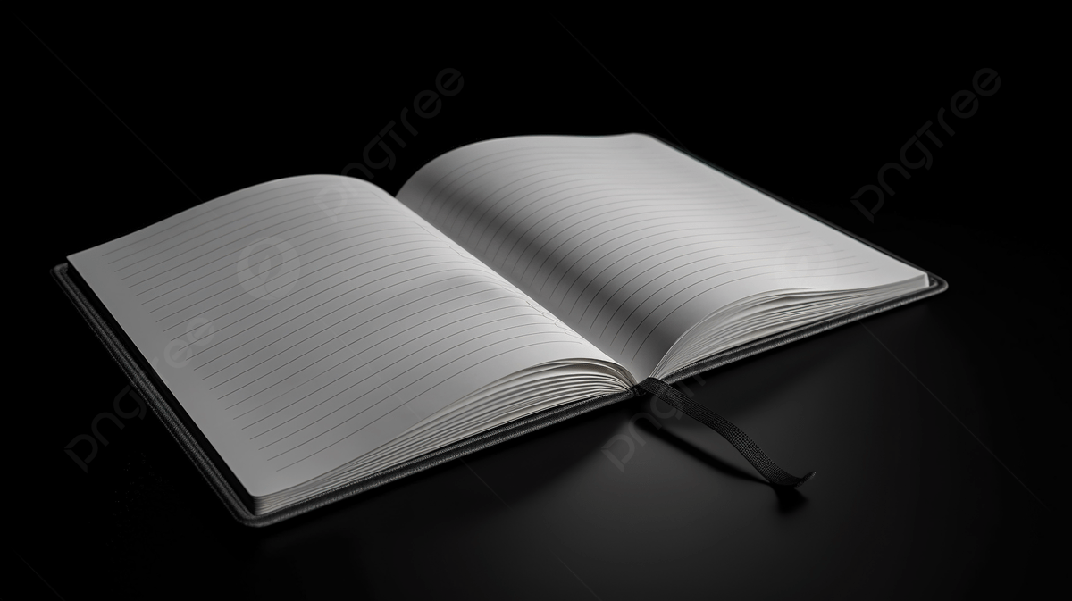 1200x673 Black Background Notebook With Blank Pages In 3D Rendering, Open Notebook, Blank Notebook, Diary Background Background Image And Wallpaper for Free Download