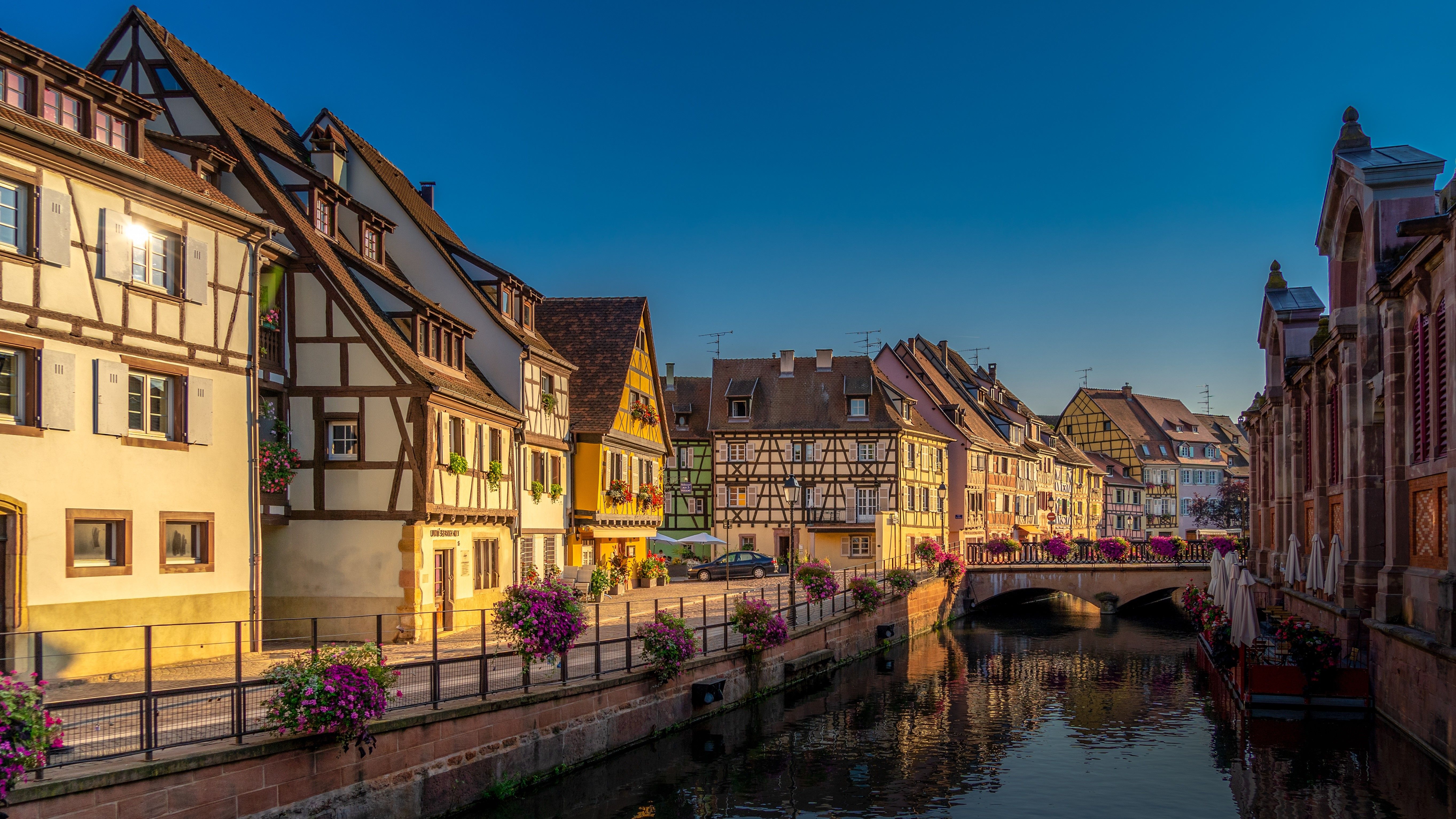 5451x3066 4K, 5K, Colmar, France, Houses, Bridges, Canal, Waterfront Gallery HD Wallpaper