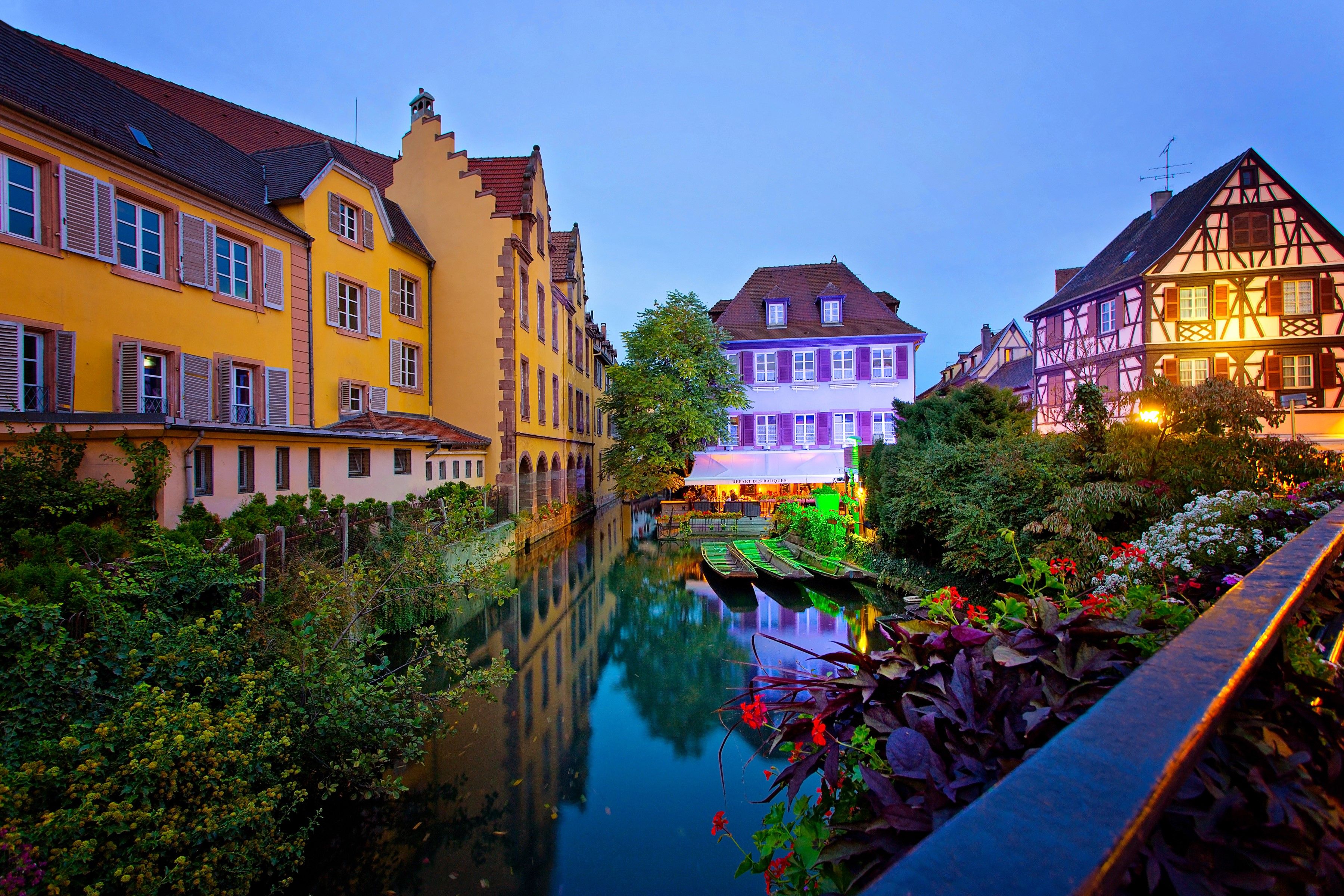 3600x2400 Colmar, France, Houses, Marinas, Evening, Canal Gallery HD Wallpaper