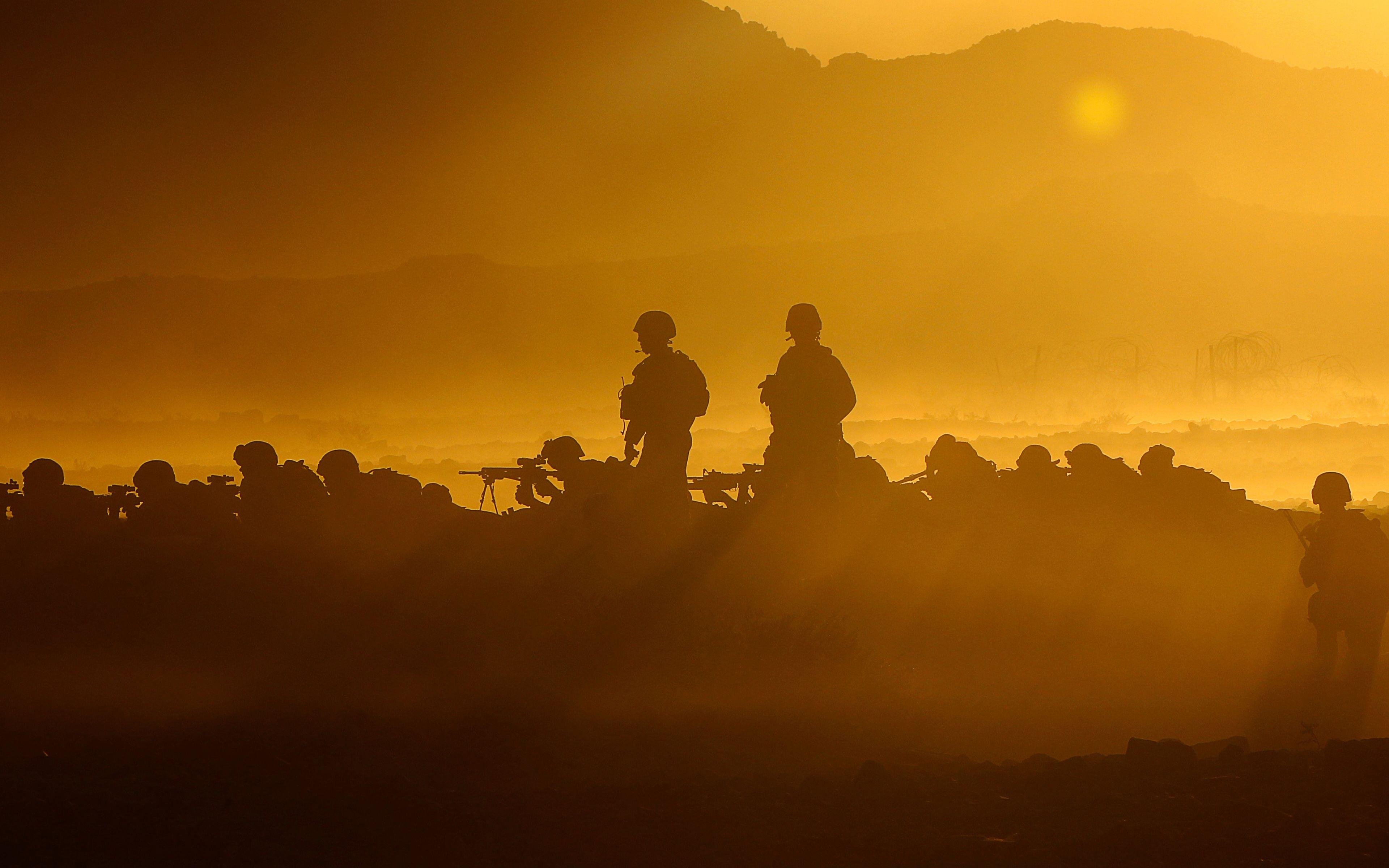 3840x2400 Military Soldiers Sunset View. HD Wallpaper Top