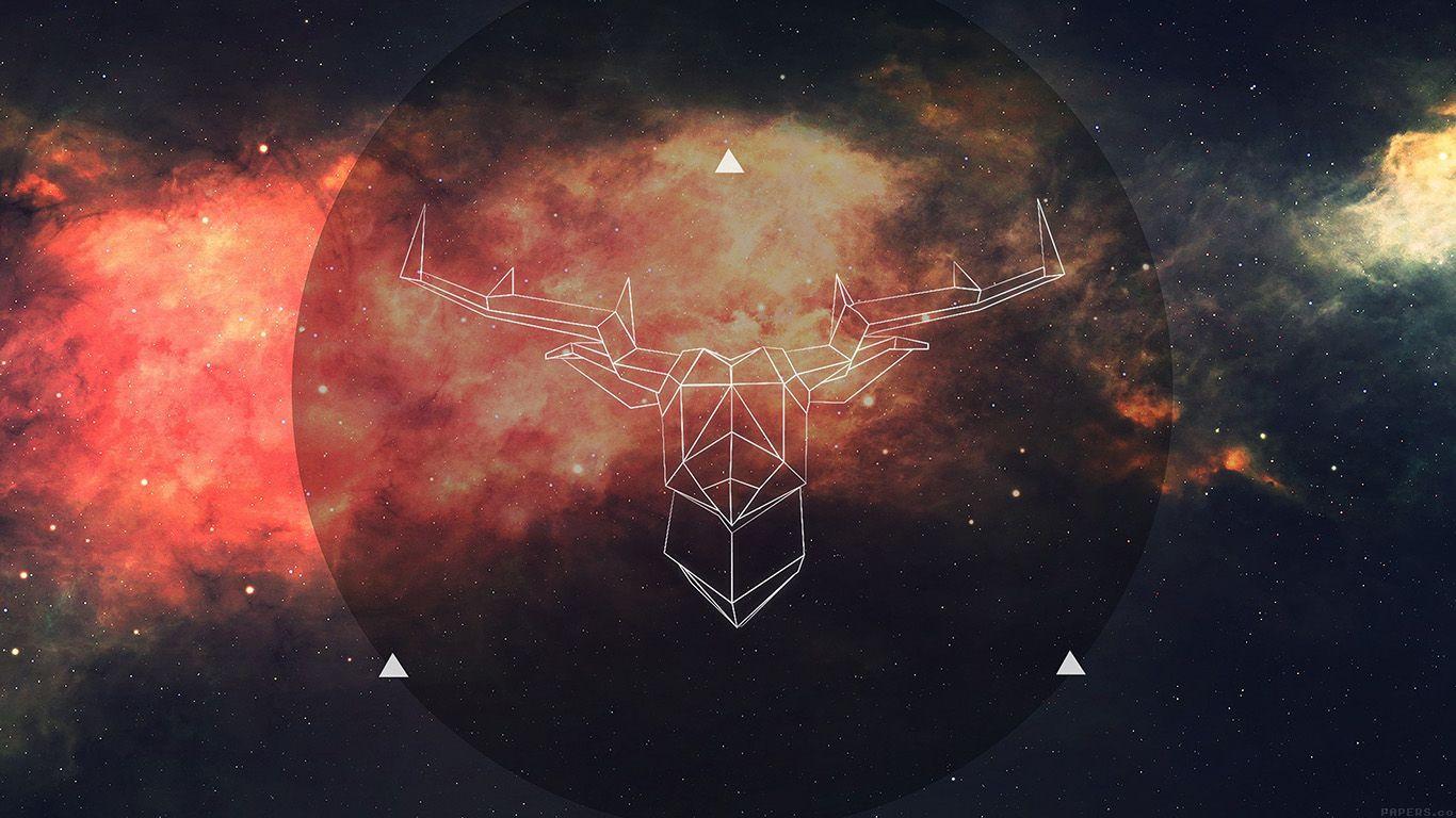1366x768 Art Illust Deer Space. Laptop Wallpaper, Laptop Wallpaper Desktop Wallpaper, Deer Wallpaper