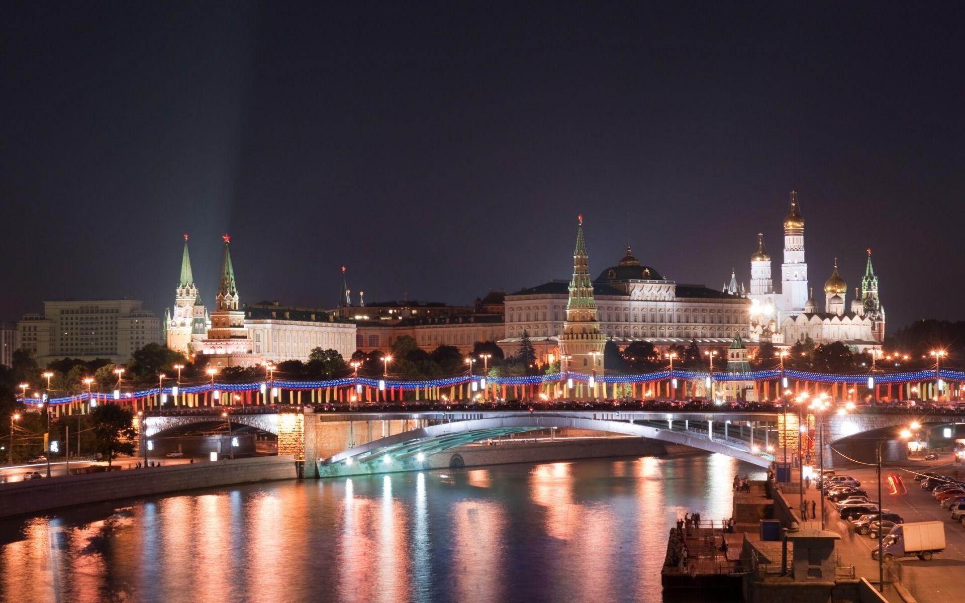1920x1200 Wallpaper Kremlin, Moscow, New Year, winter, lights City, nature