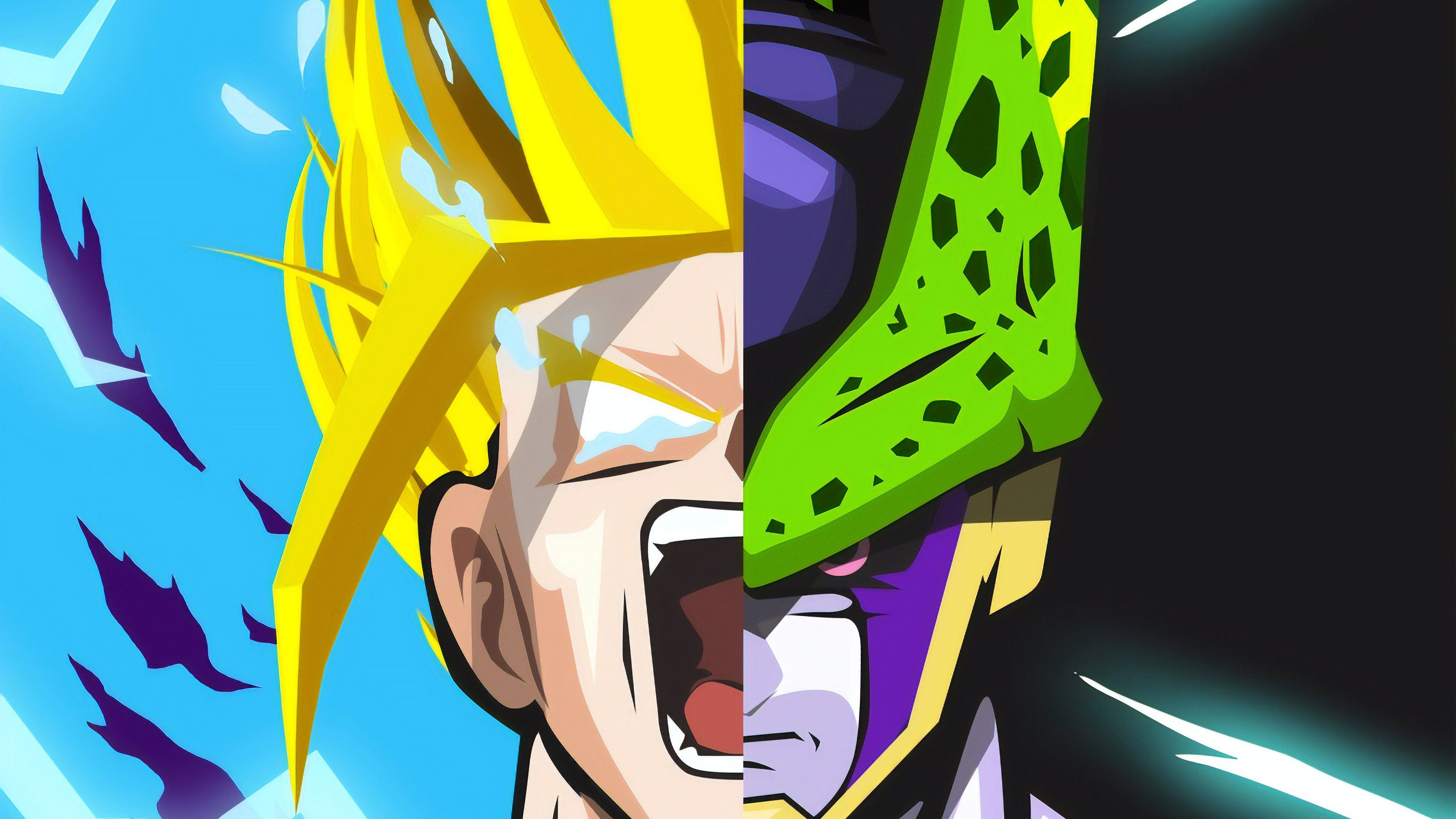 3840x2160 Goku and Cell from Dragon Ball Anime Wallpaper 4K for Desktop