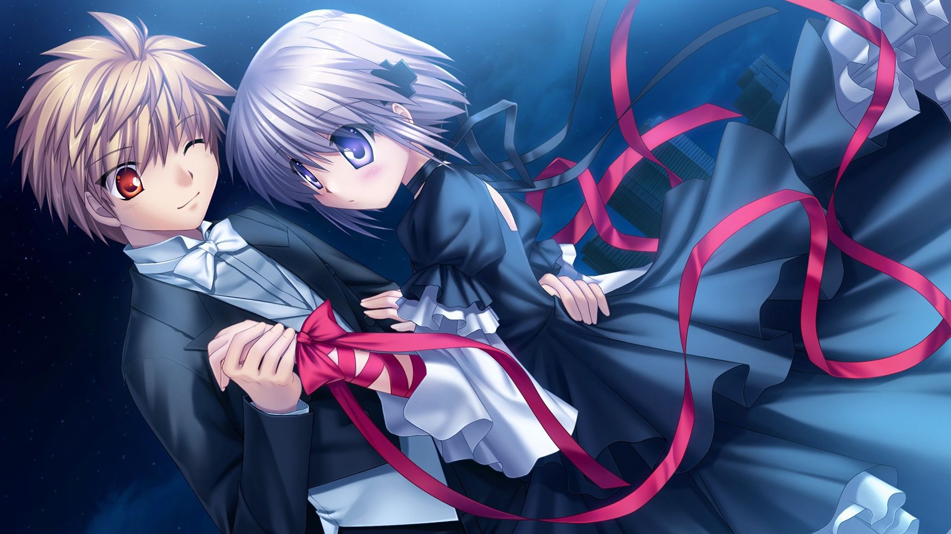 1920x1080 Manual resize of wallpaper girl, anime, art, guy, two, Rewrite