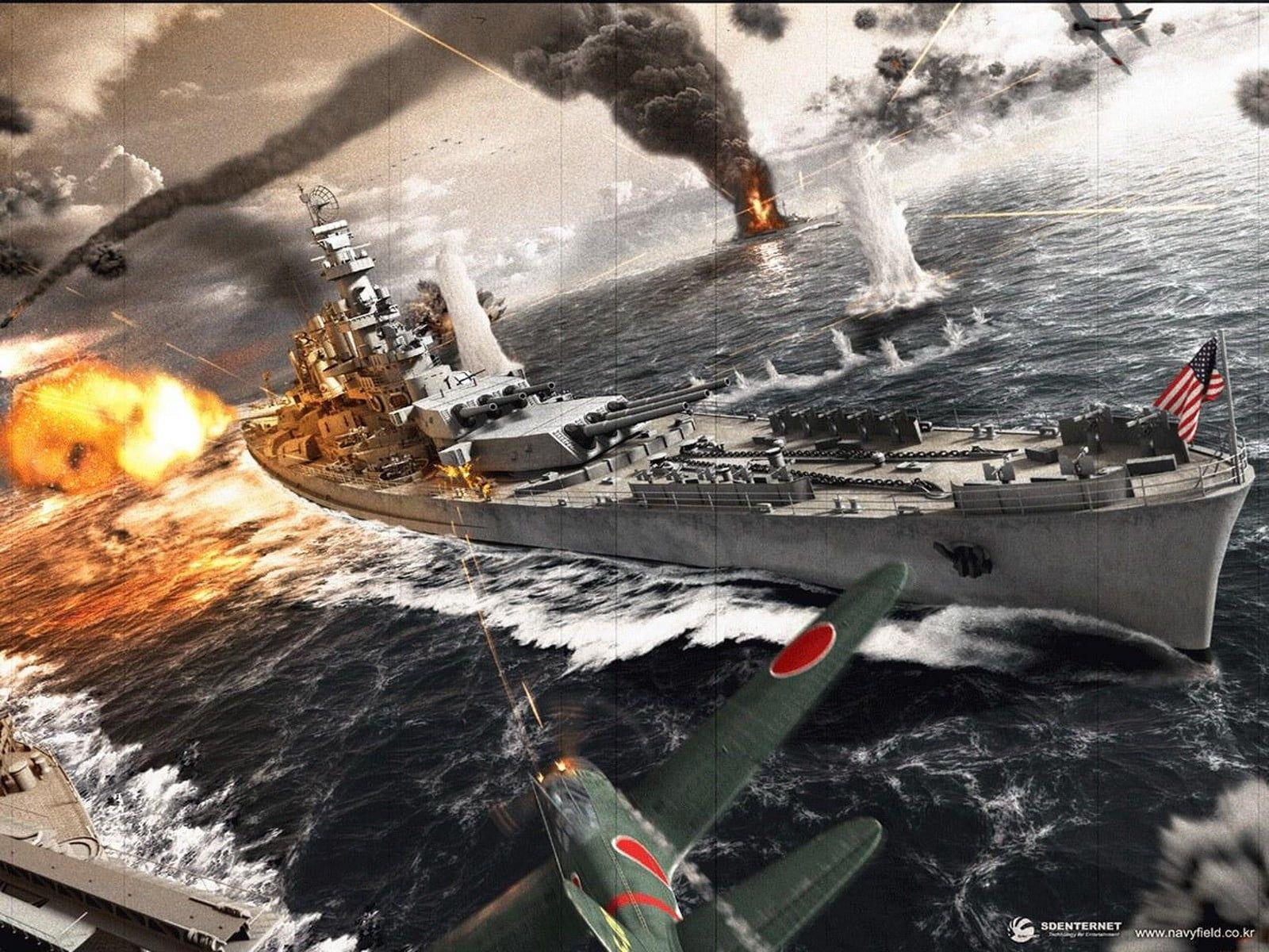 1600x1200 War of Ships digital wallpaper, warship, artwork, World War II, military HD wallpaper