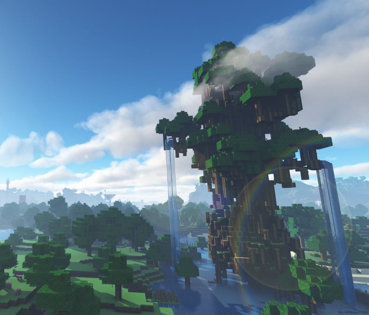 1200x1024 HD desktop wallpaper: Sky, Minecraft, Forest, Tree, Jungle, Video Game, Mojang download free picture