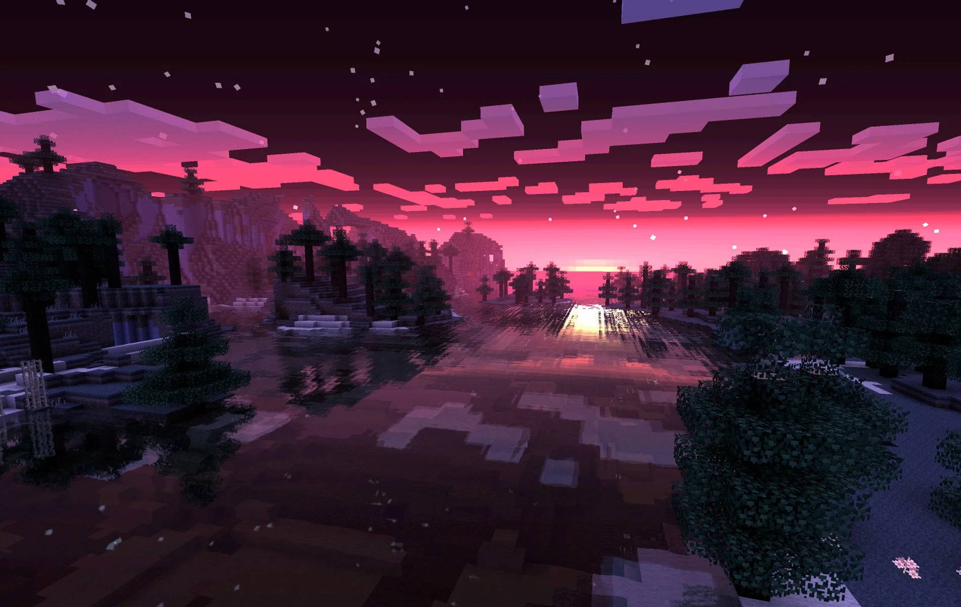 1900x1200 Download Beautiful Minecraft Pink Sky Wallpaper