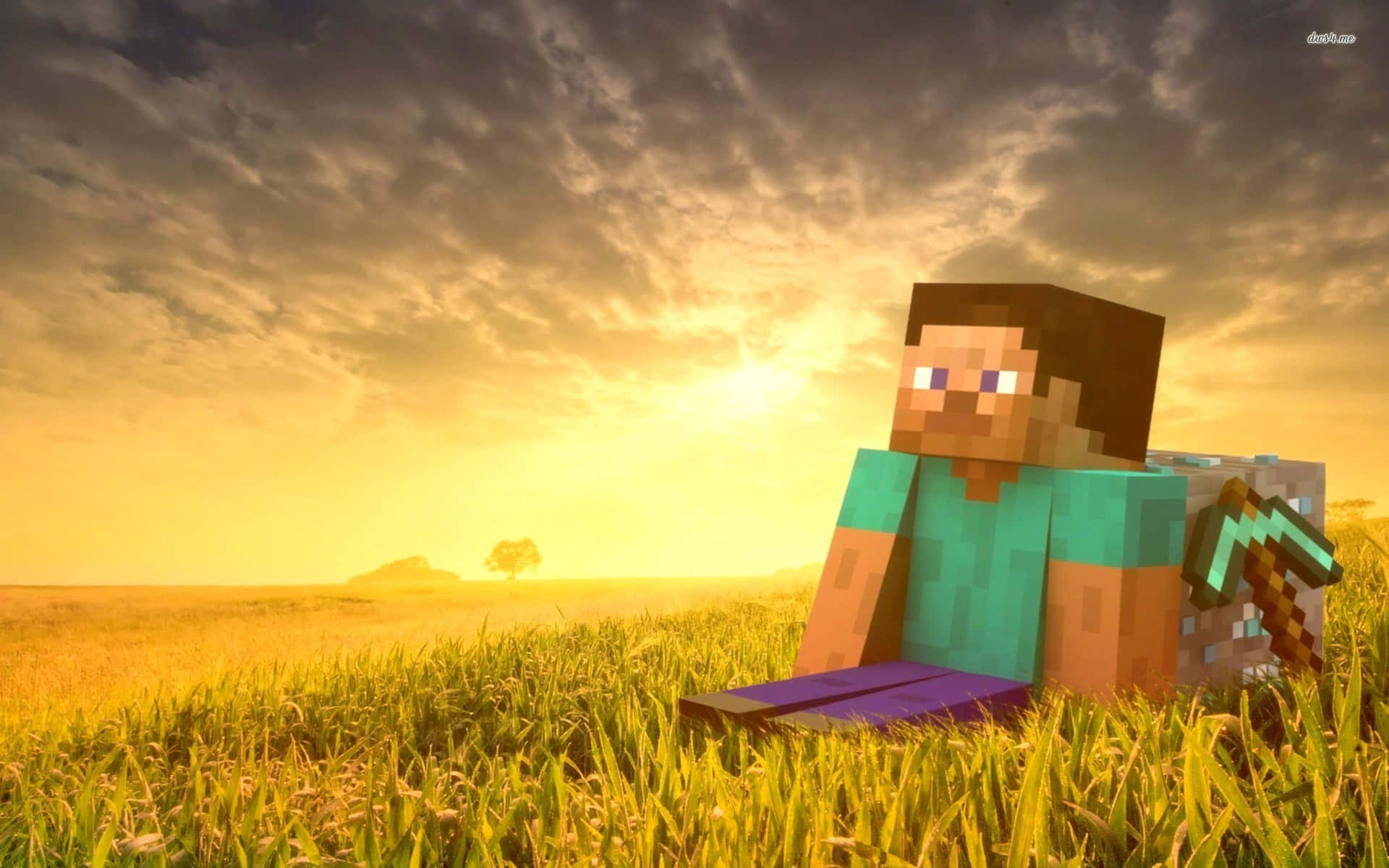 1920x1200 Download A Dramatic Sunsetting Sky in the World of Minecraft Wallpaper