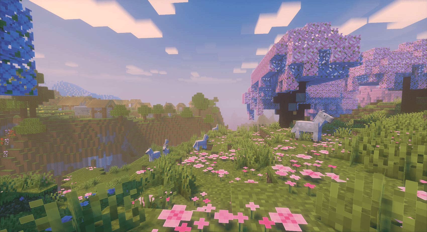1700x925 Minecraft Viewpoint Sky Clouds Trees Video Games Cube CGi Wallpaper:1700x925