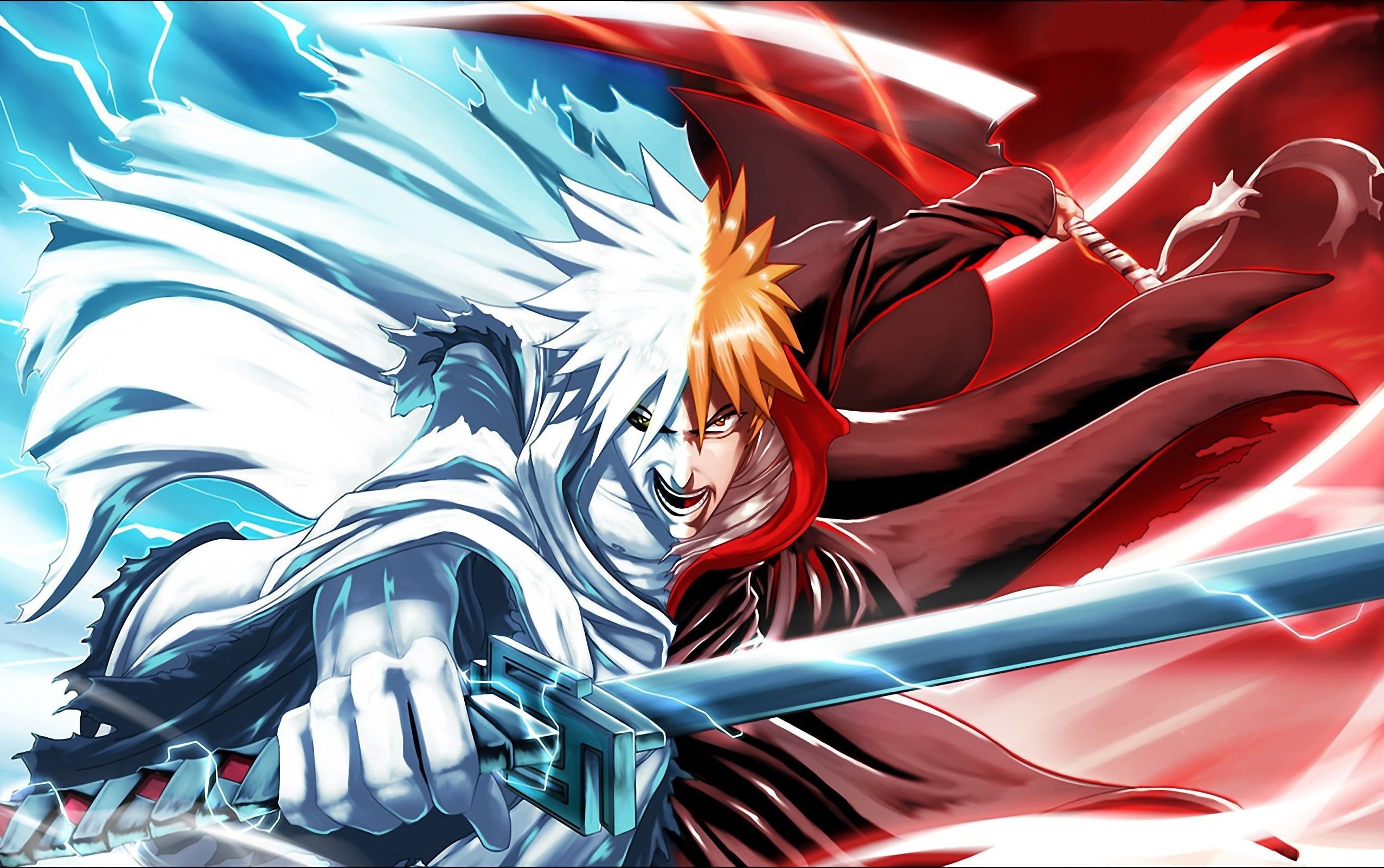 2552x1600 Wallpaper / blade, multi colored, yuusha, Karakura town, manga, shikai, illuminated, Shirosaki, man, asiatic, powerful, arrancar, Bleach, paint, representation, japanese free download