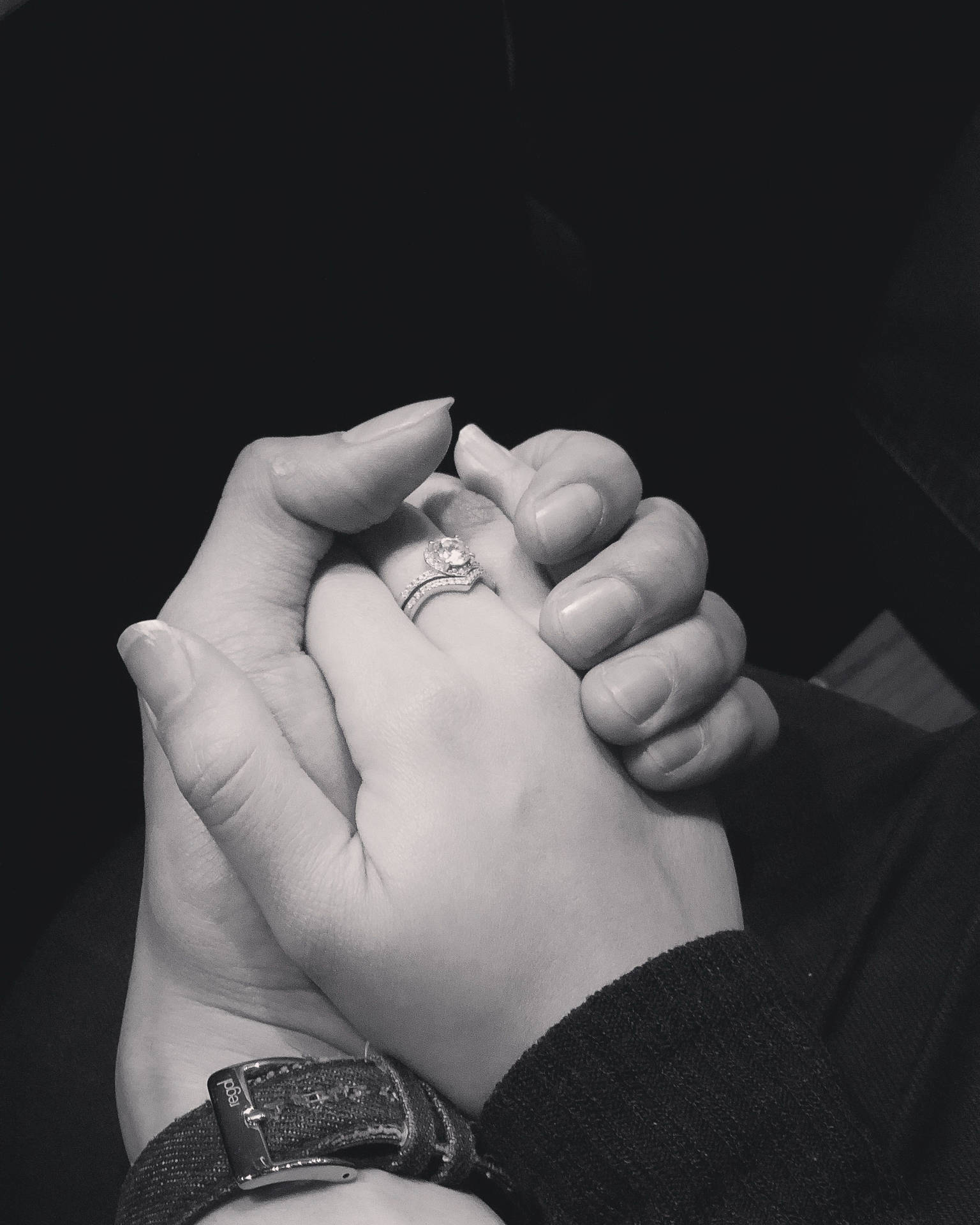 1536x1920 Download Hand In Hand Black And White Wallpaper