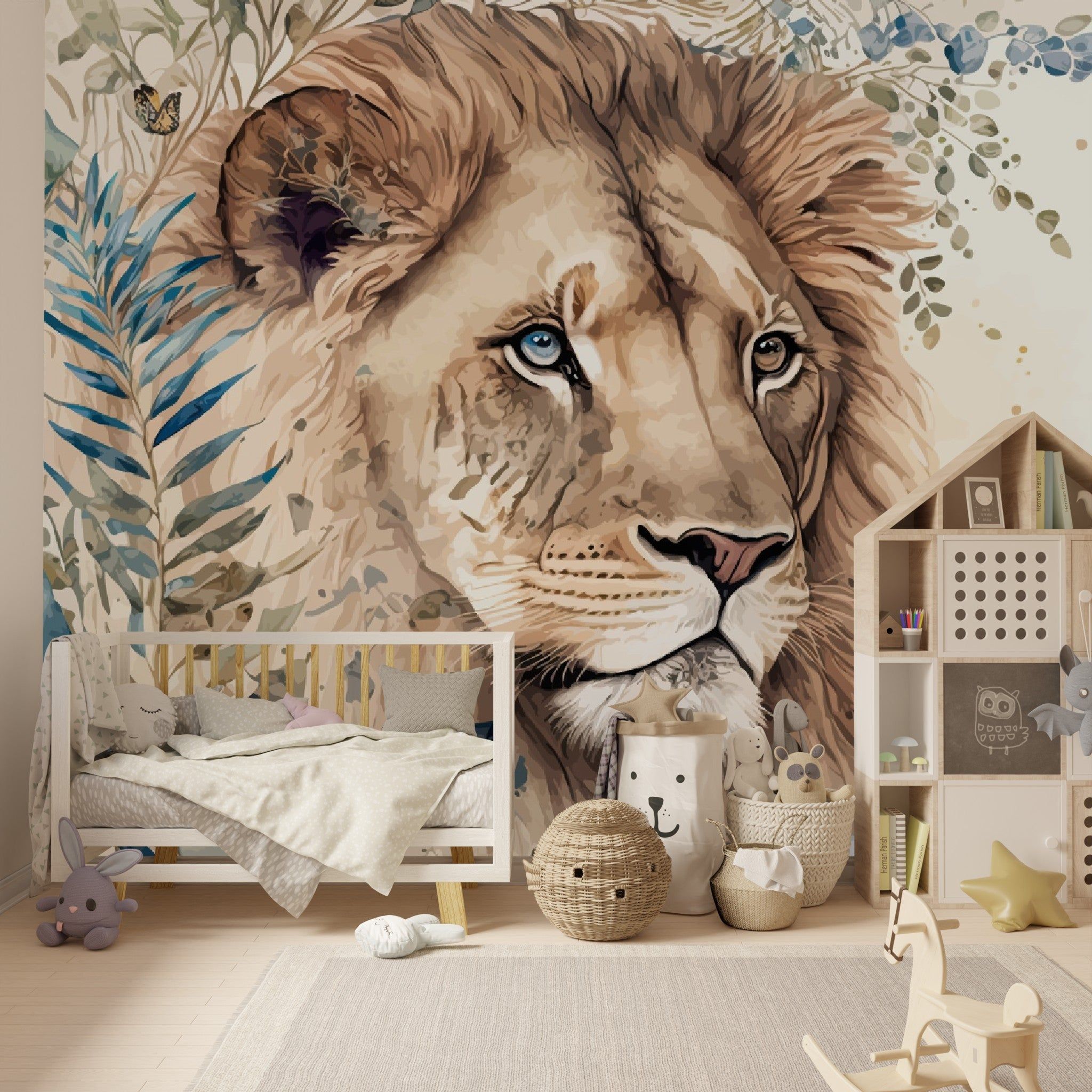 2048x2048 Lion Safari Themed Peel and Stick Wallpaper