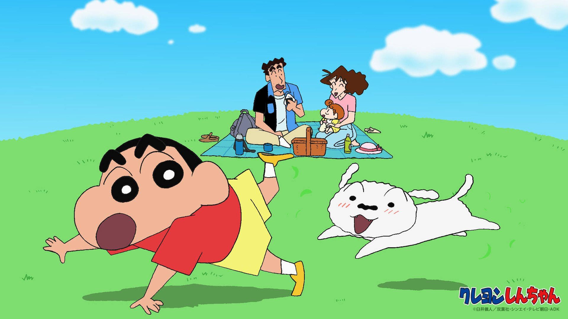 1920x1080 Download Crayon Shin Chan Family In Picnic Wallpaper