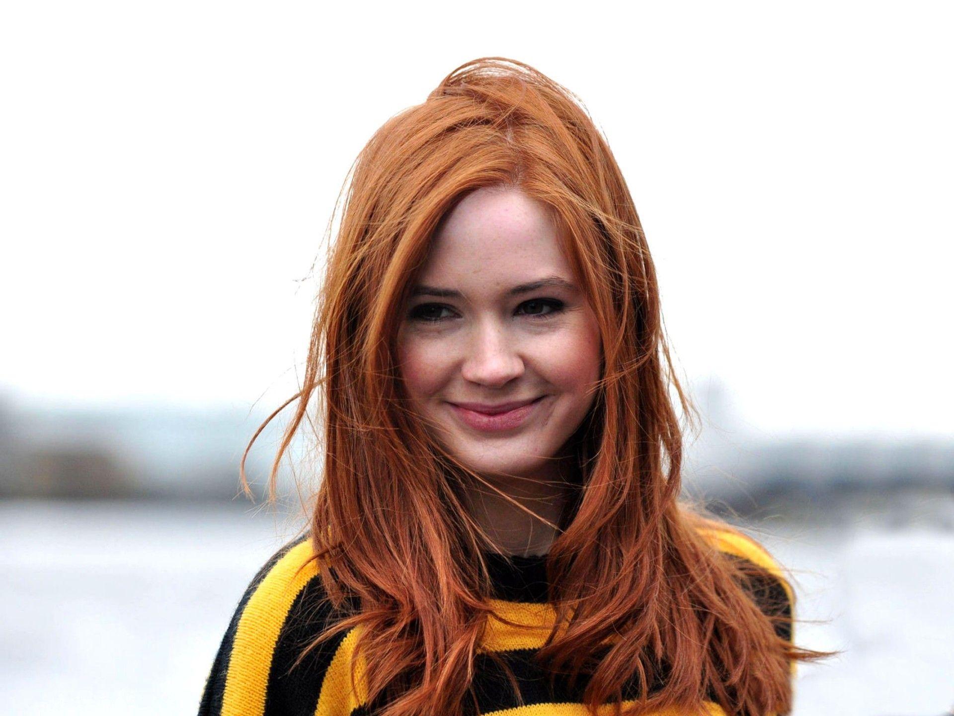 1920x1440 sweater, #yellow clothing, #smiling, #women, #model, #long hair