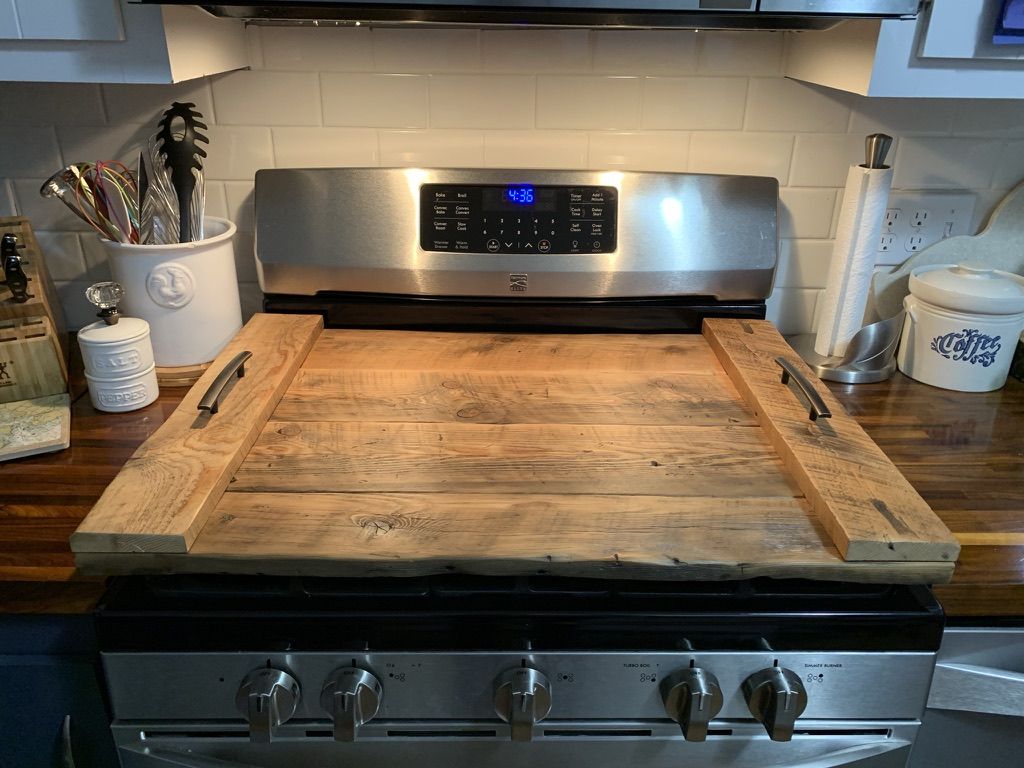 1024x768 Reclaimed Barnwood Noodle Board/ Stove Cover Size 36 Wide Coast Customs