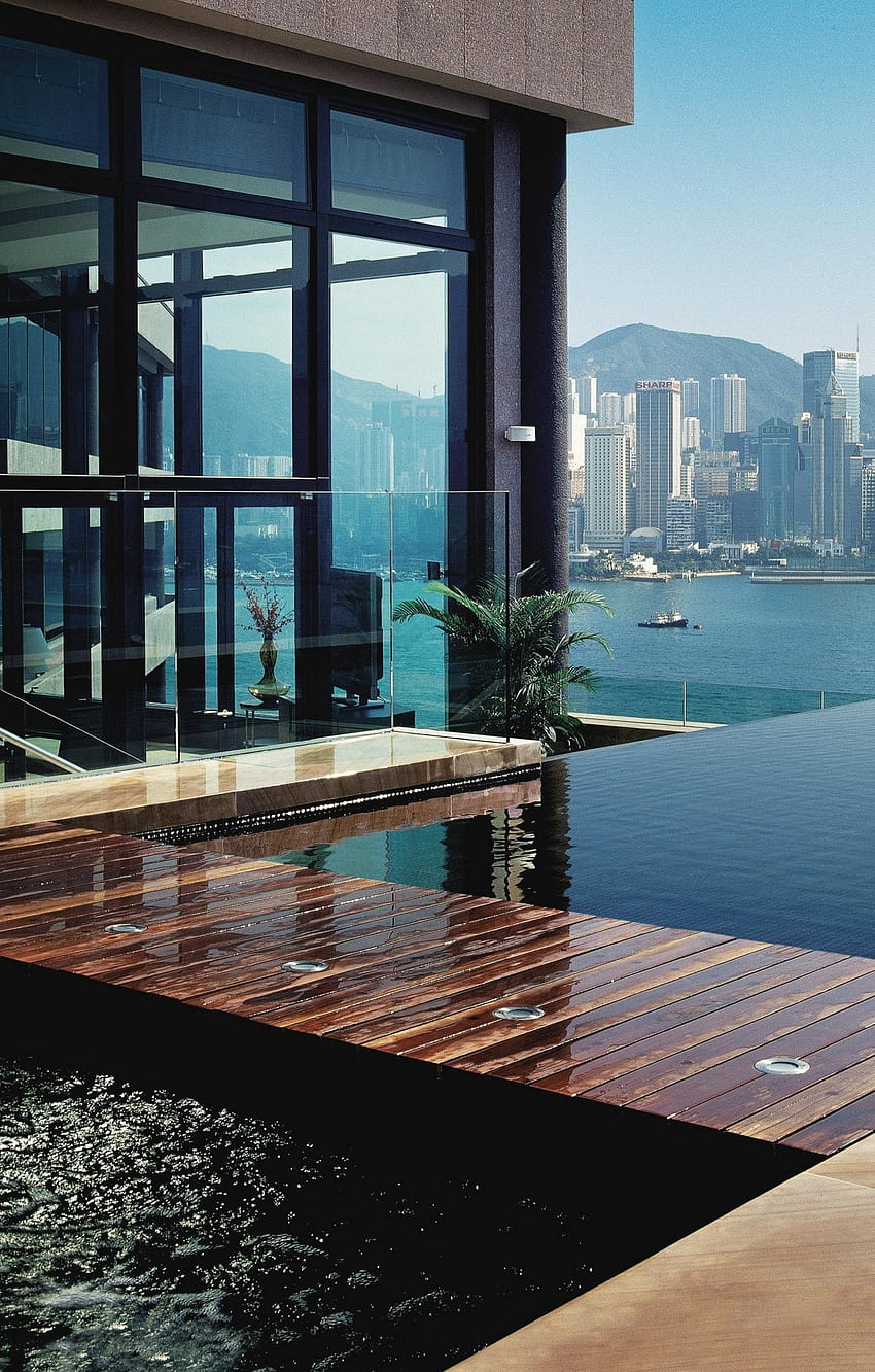 850x1332 Luxury House Pool Skuscrapers Panoramic View Retina Hotel HD phone wallpaper