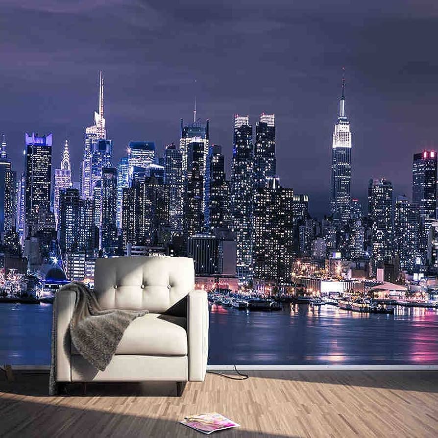 894x894 Custom 3D Non Woven Wallpaper Modern New York City Night View Living Room TV Background Wall Decor Mural Wallpaper 3D