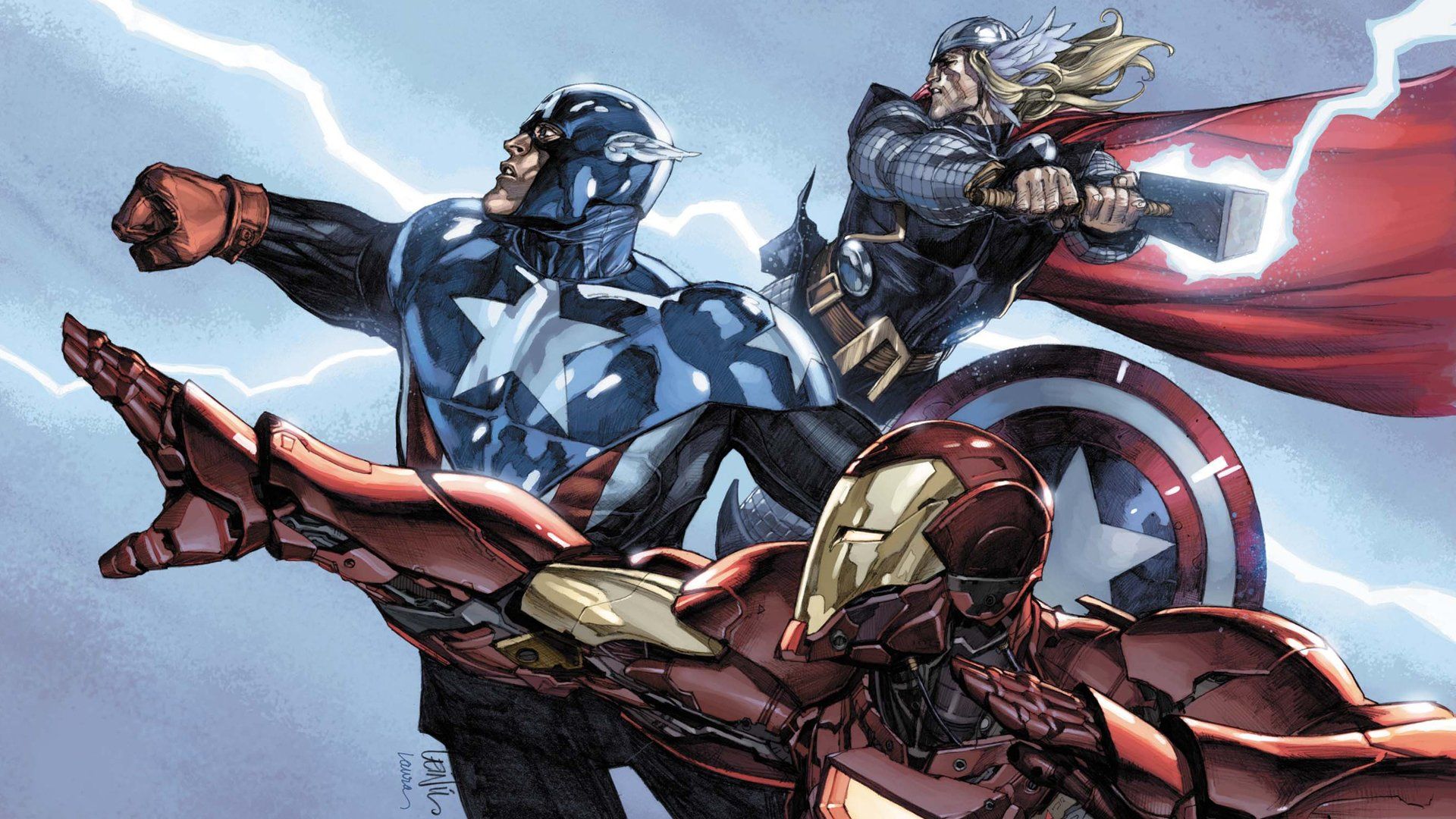 1920x1080 Posterhouzz Comics Avengers The Avengers Captain America Iron Man Thor HD Wallpaper Backg. Fine Art Paper Print Poster_** ABO991 : Amazon.in: Home & Kitchen