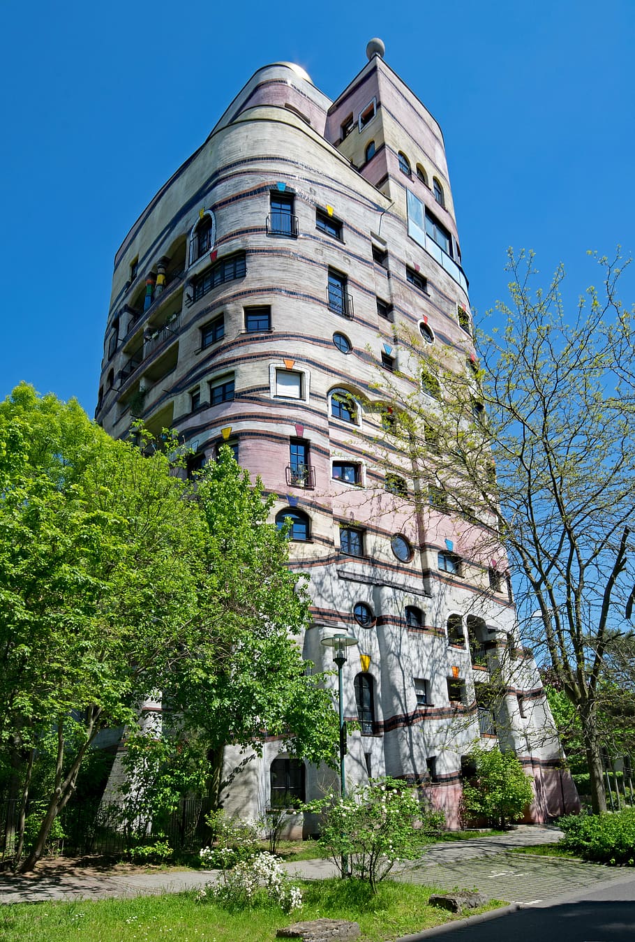910x1349 HD wallpaper: forest spiral, hundertwasser house, friedensreich hundertwasser