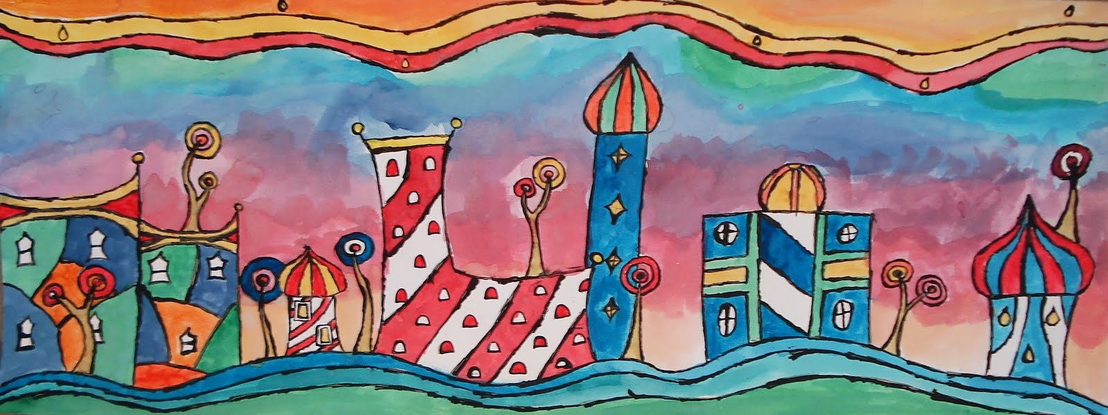 1600x600 a faithful attempt: Hundertwasser Houses Watercolour Painting