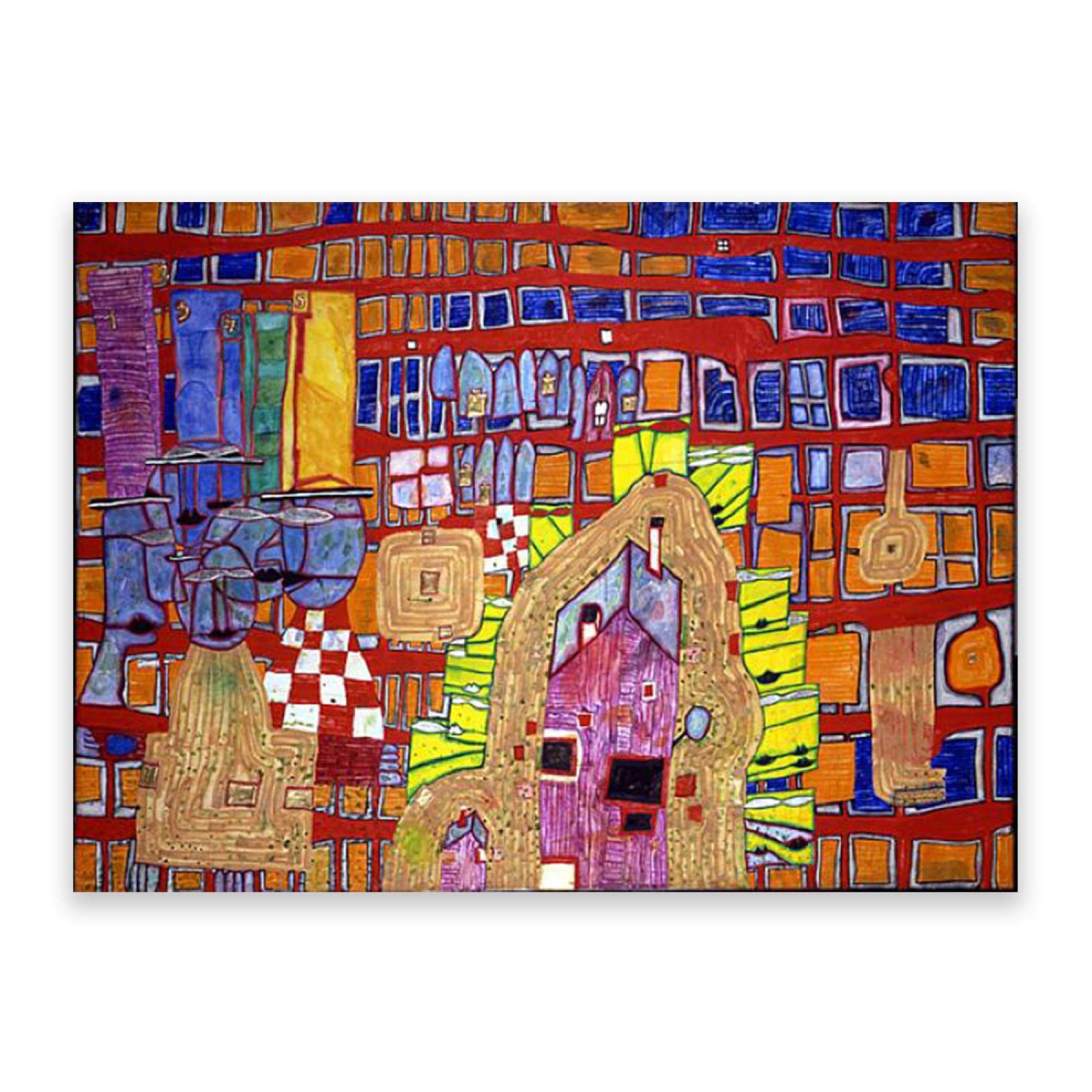 1600x1600 Friedensreich Hundertwasser Famous Paintings Canvas Print.(978) Reproduction Canvas Wall Art Picture for Home Decor. 40x60cm(15.8x23.7in) Frameless: Posters & Prints