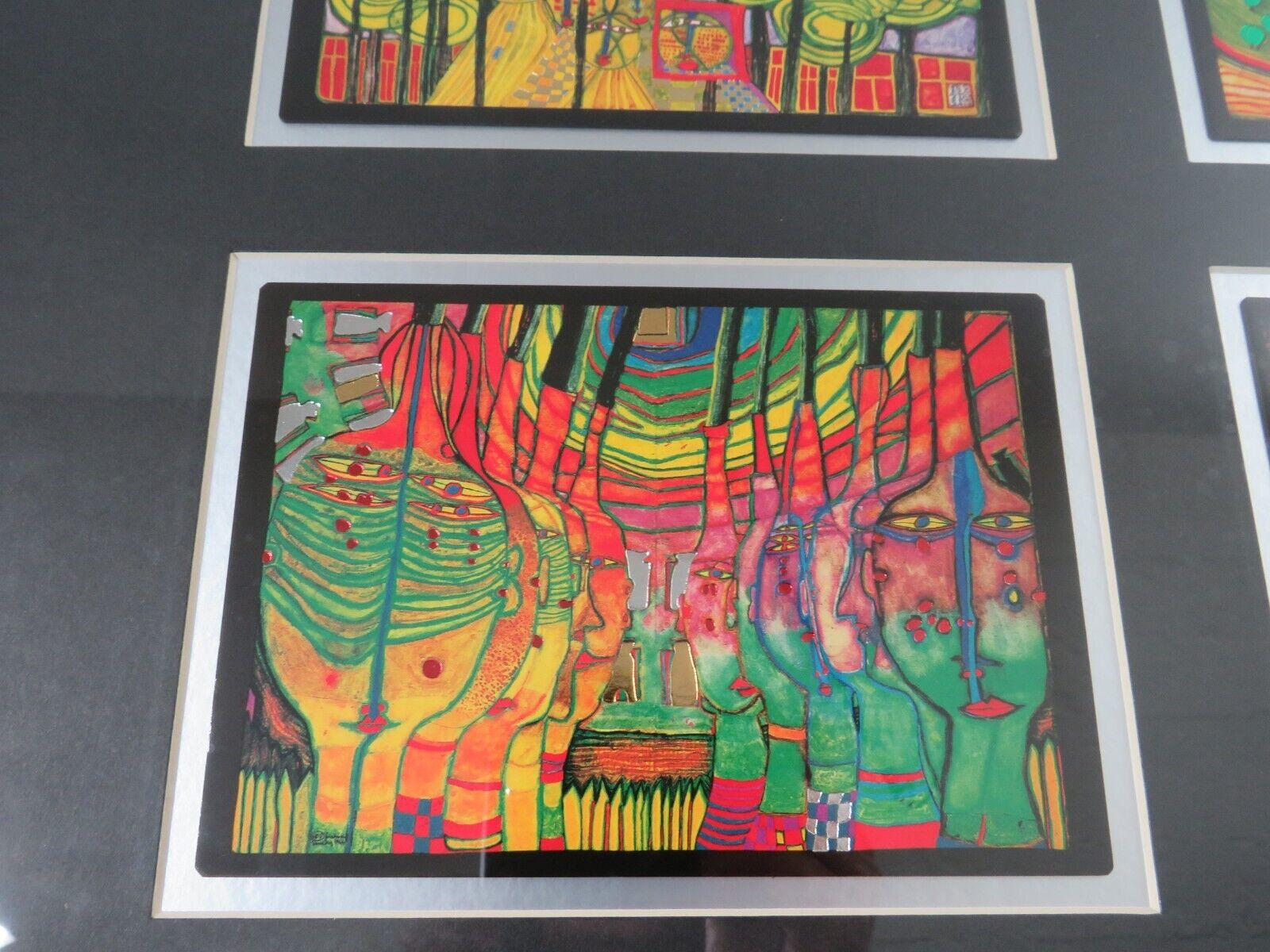 1600x1200 Friedensreich Hundertwasser, Four Abstract Compositions, 1990s, Tetraptych, Framed