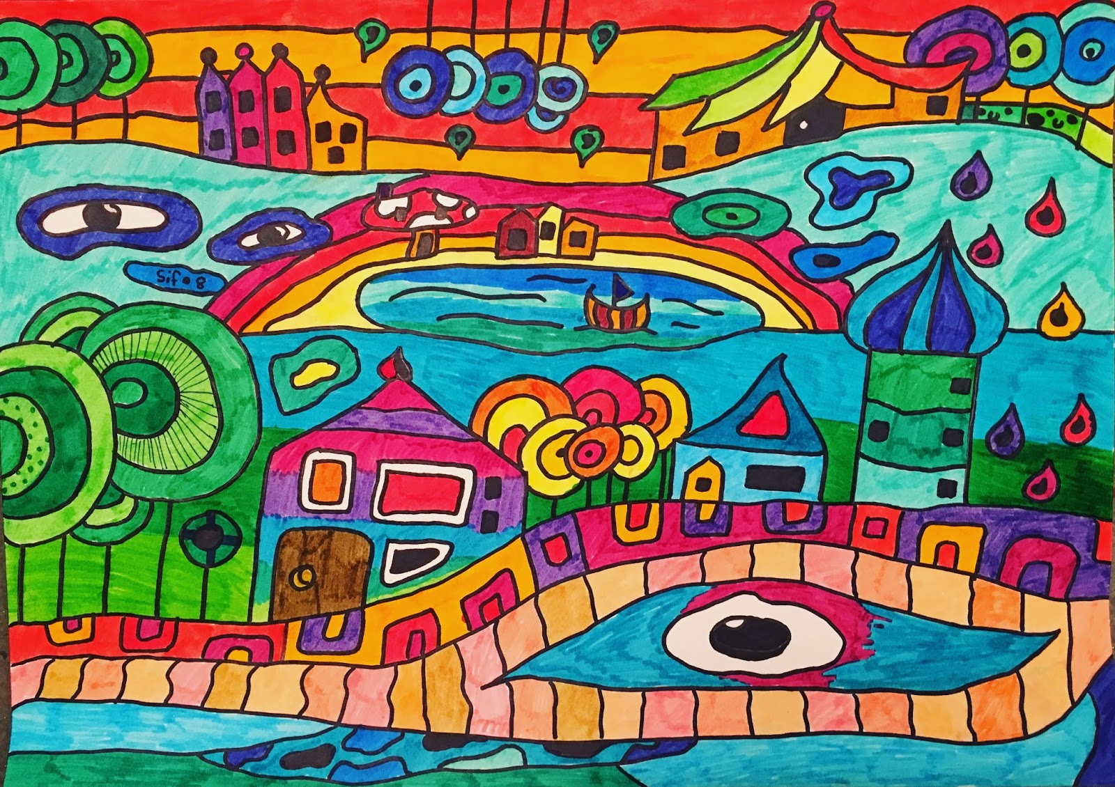 1600x1130 Art Room Britt: Friedensreich Hundertwasser Dreamscapes in Marker