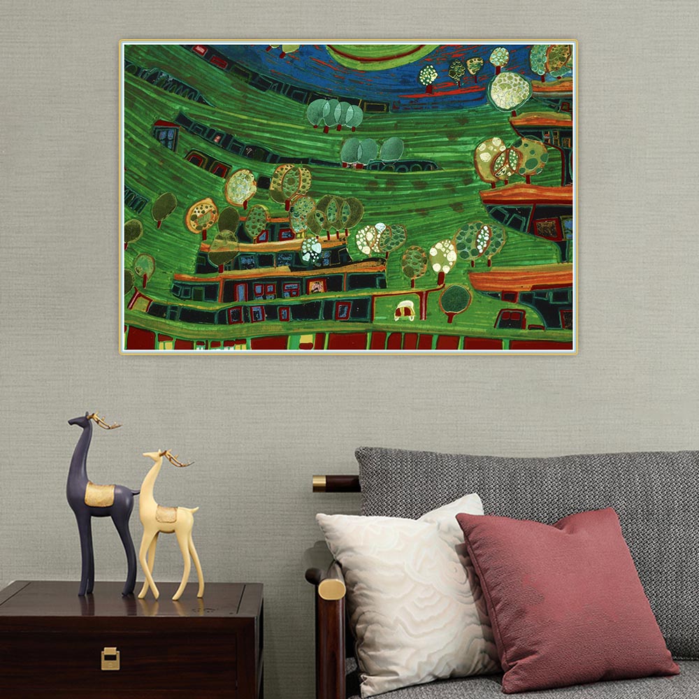 1000x1000 Friedensreich Hundertwasser look At It On A Rainy Day 8 Canvas Oil Painting Aesthetics Decorative Wall Decor Home Decoration & Calligraphy
