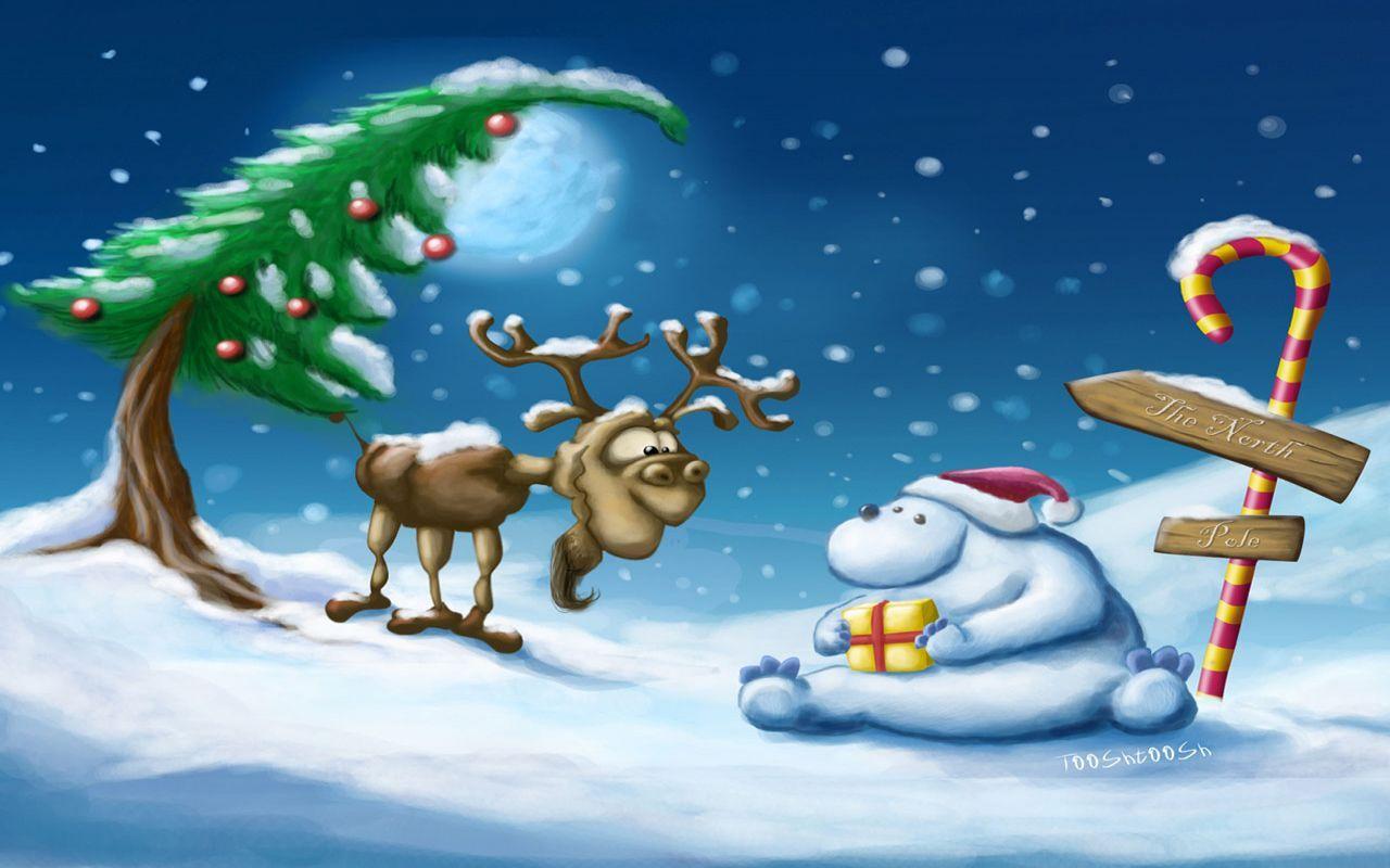 1280x800 Christmas Cartoon Wallpaper