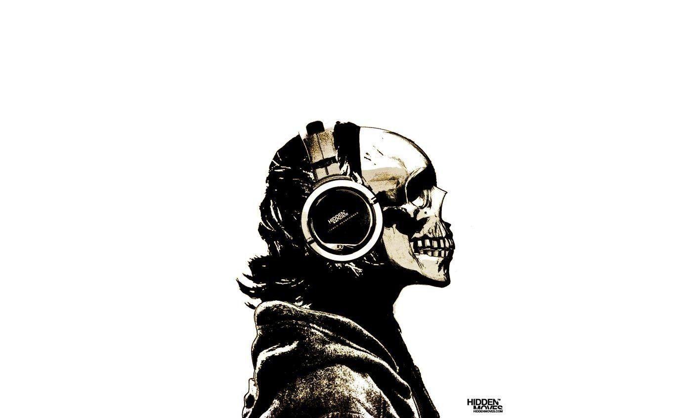 1378x846 skull headphones drawing wallpaper and background