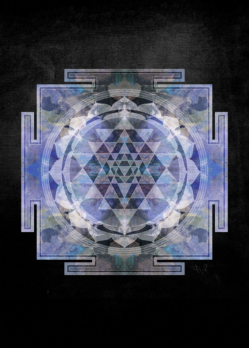 857x1200 Sri Yantra Blue' Poster