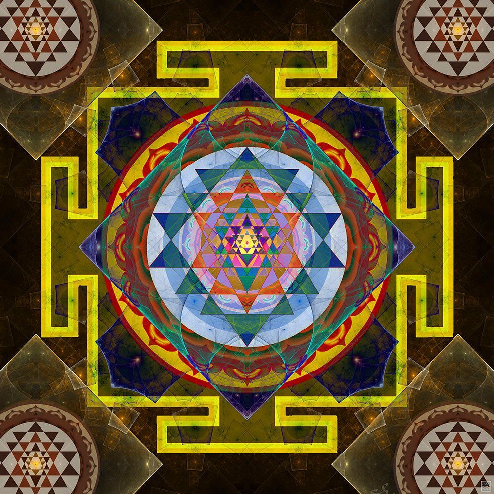 1000x1000 Sri Yantra Wall Hanging. Sacred Geometry Tapestry