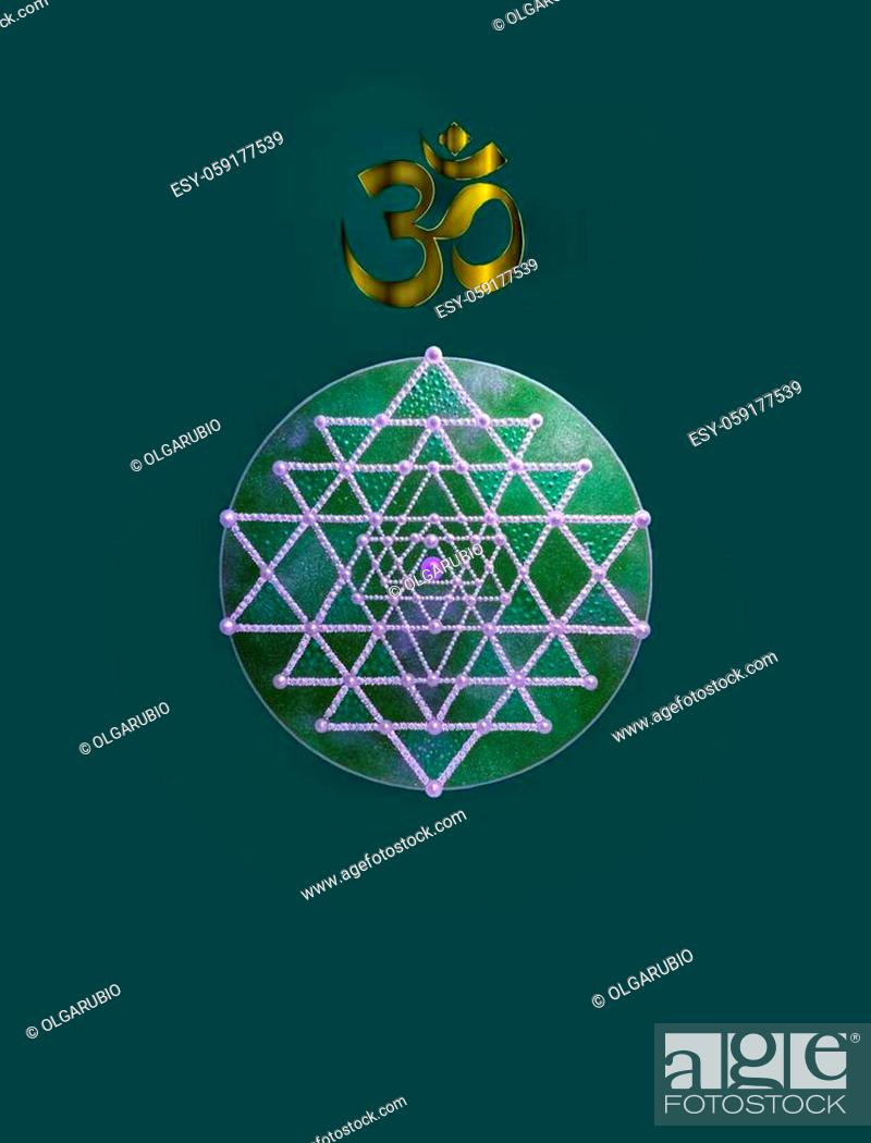800x1050 Spiritual Background For Meditation With Sri Yantra, Yin Yang And Om Symbol Isolated In Cosmos., , Picture And Low Budget Royalty Free Image. Pic. ESY 059177539