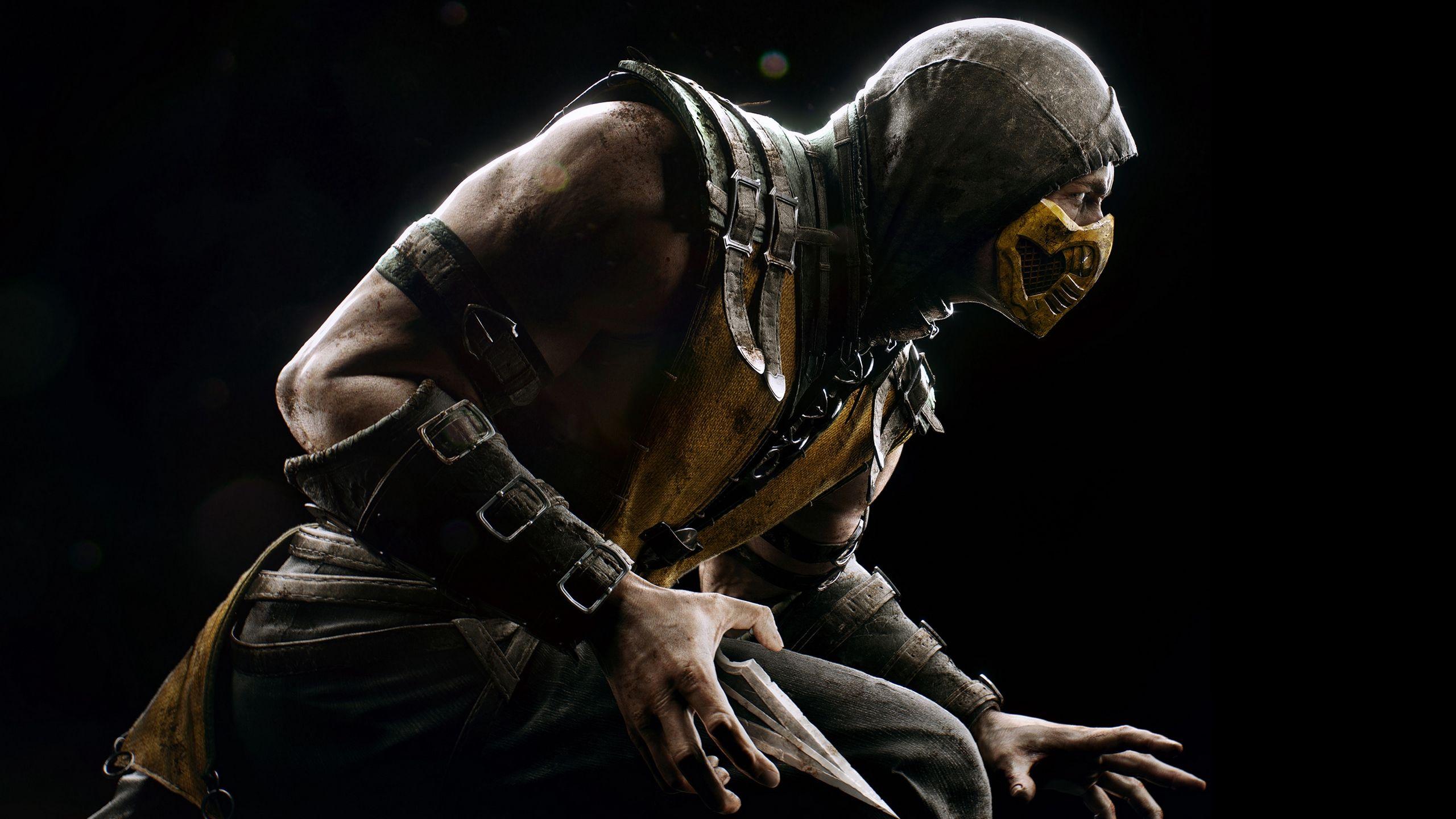 2560x1440 Download wallpaper 2560x1440 mortal kombat x, scorpio, ninja, pose