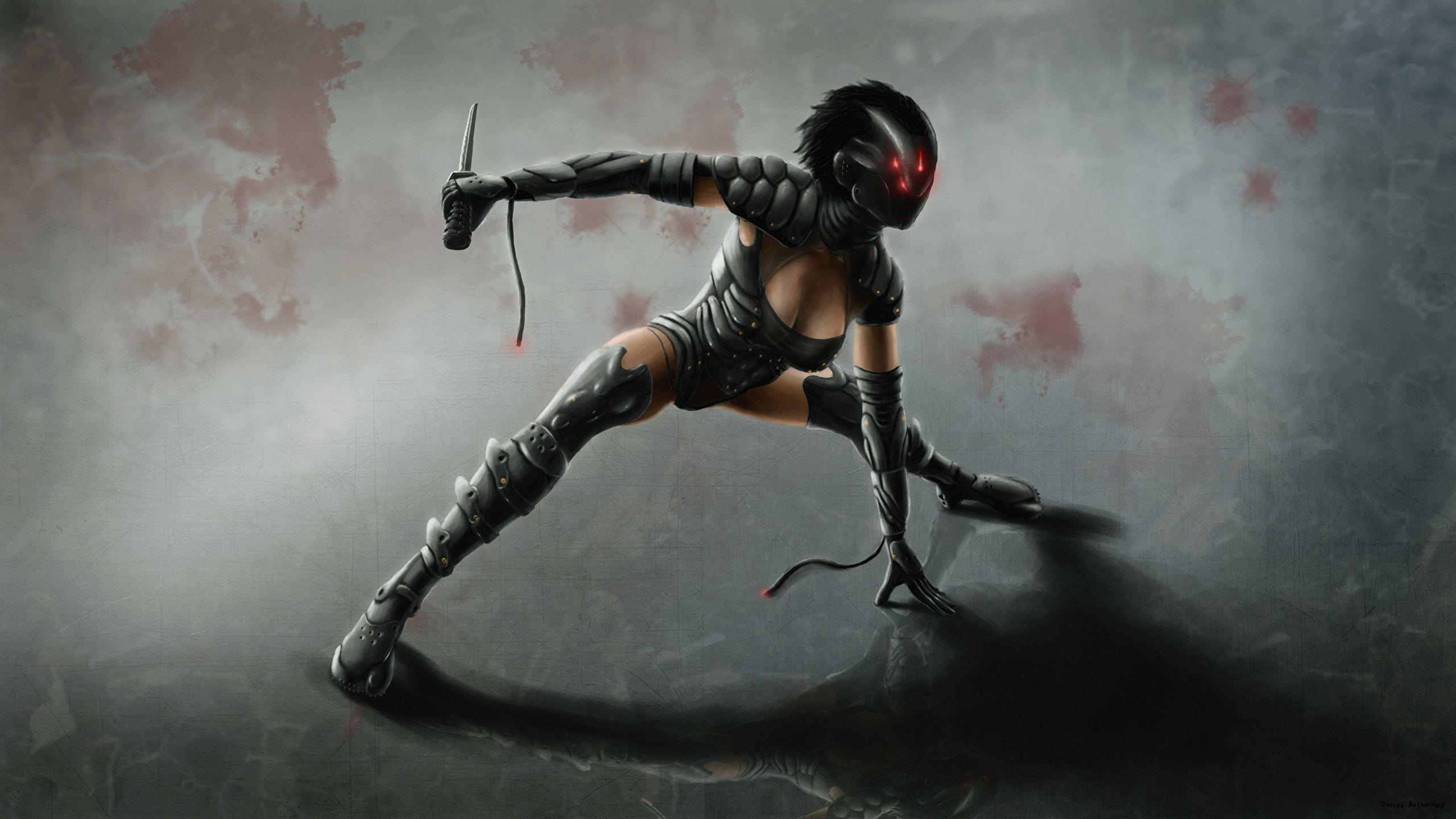 2560x1440 Picture Ninja Swords Girls Fantasy Masks 2560x1440