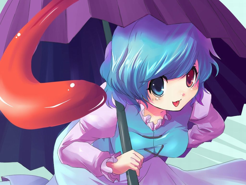 1024x768 kobanzame touhou tatara kogasa heterochromia wallpaper
