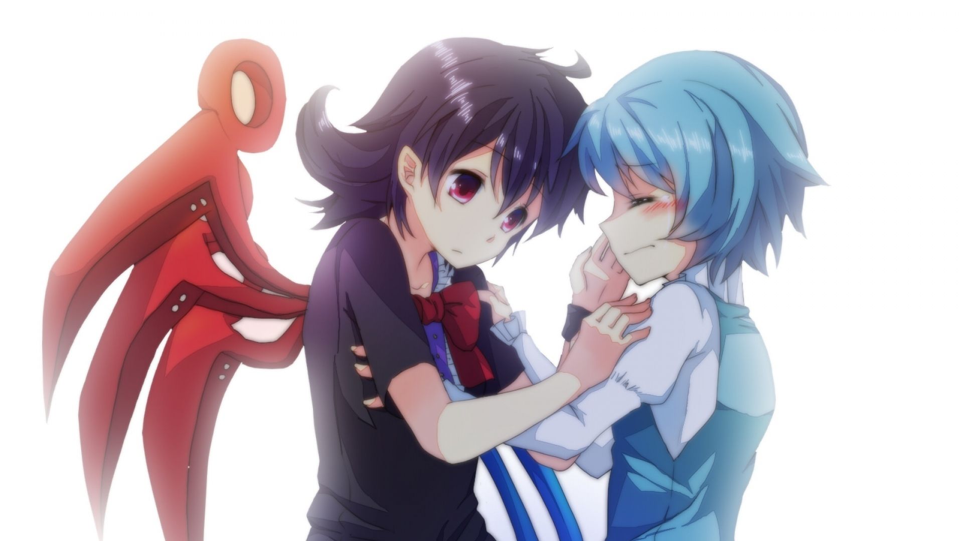 1920x1080 Download Wallpaper 1920x1080 misocha, houjuu nue, tatara kogasa, girls, touch, wings Full HD 1080p HD Background