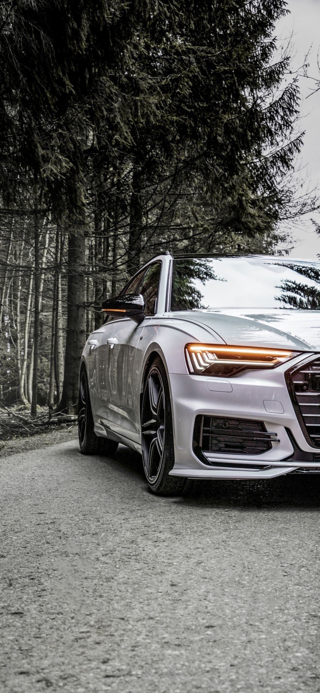 1242x2688 Audi A6 Wallpaper 4K, ABT Sportsline, Monochrome
