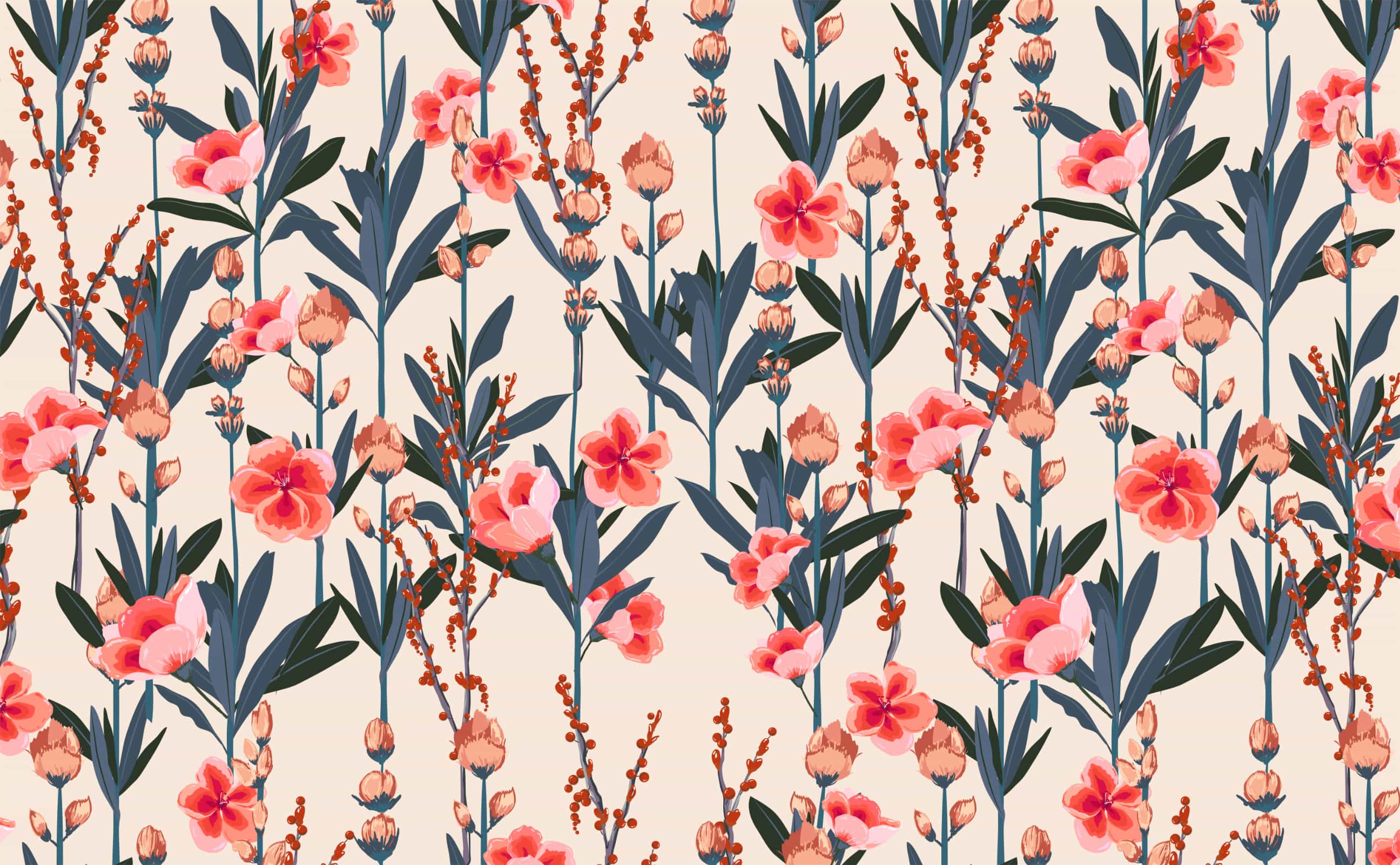 2592x1602 Elegant pink and light taupe floral Pattern Wallpaper for Walls