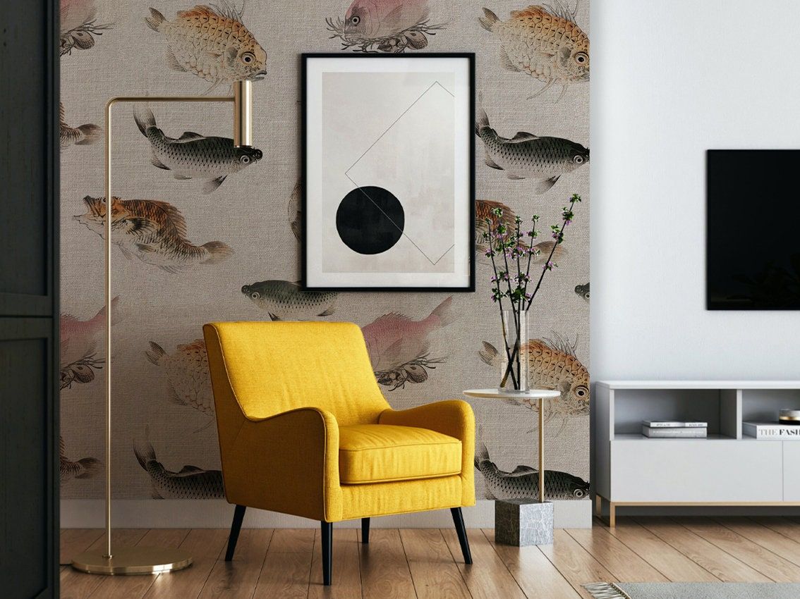 1134x850 Sea Fish in the Japanese Woodcut Wallpaper Removable