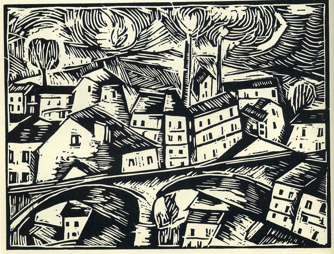 1419x1080 The Aqueduct Woodcut De Vlaminck Wallpaper Image
