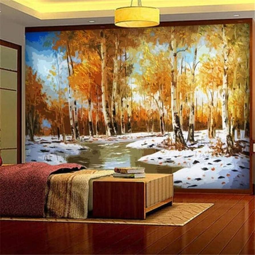 894x894 RTYUIHN 3D Wallpaper Mural Romantic Living Room Bedroom HD Woodcut Effect Forest Decoration Modern Wall Art Decoration Self Adhesive PVC Wallpaper